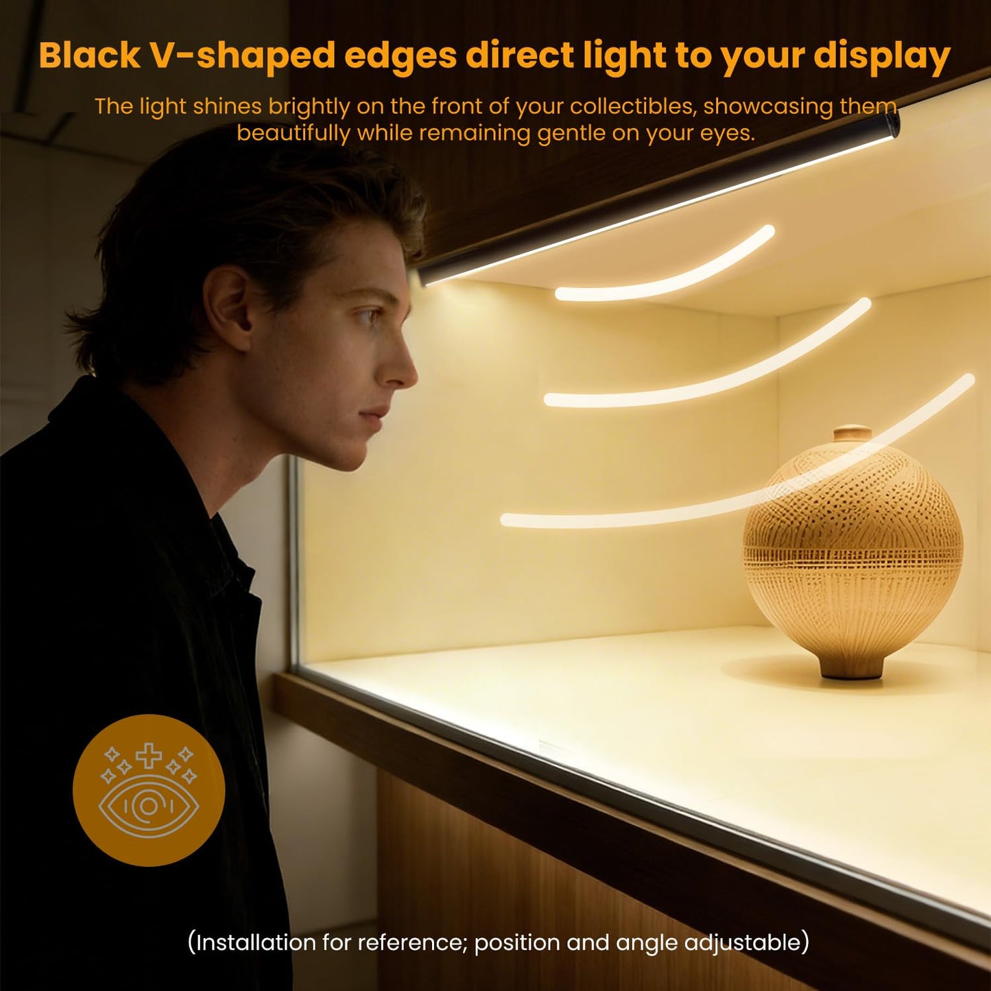 Lumtide Black Shelf Lights, LED Bookcase Lighting Compatible with Alexa, WiFi Dimmable 2700K Under Shelf Lighting for Bookshelf, Display Case, Cabinets with App, Remote, Memory Function (8Pack 12In)