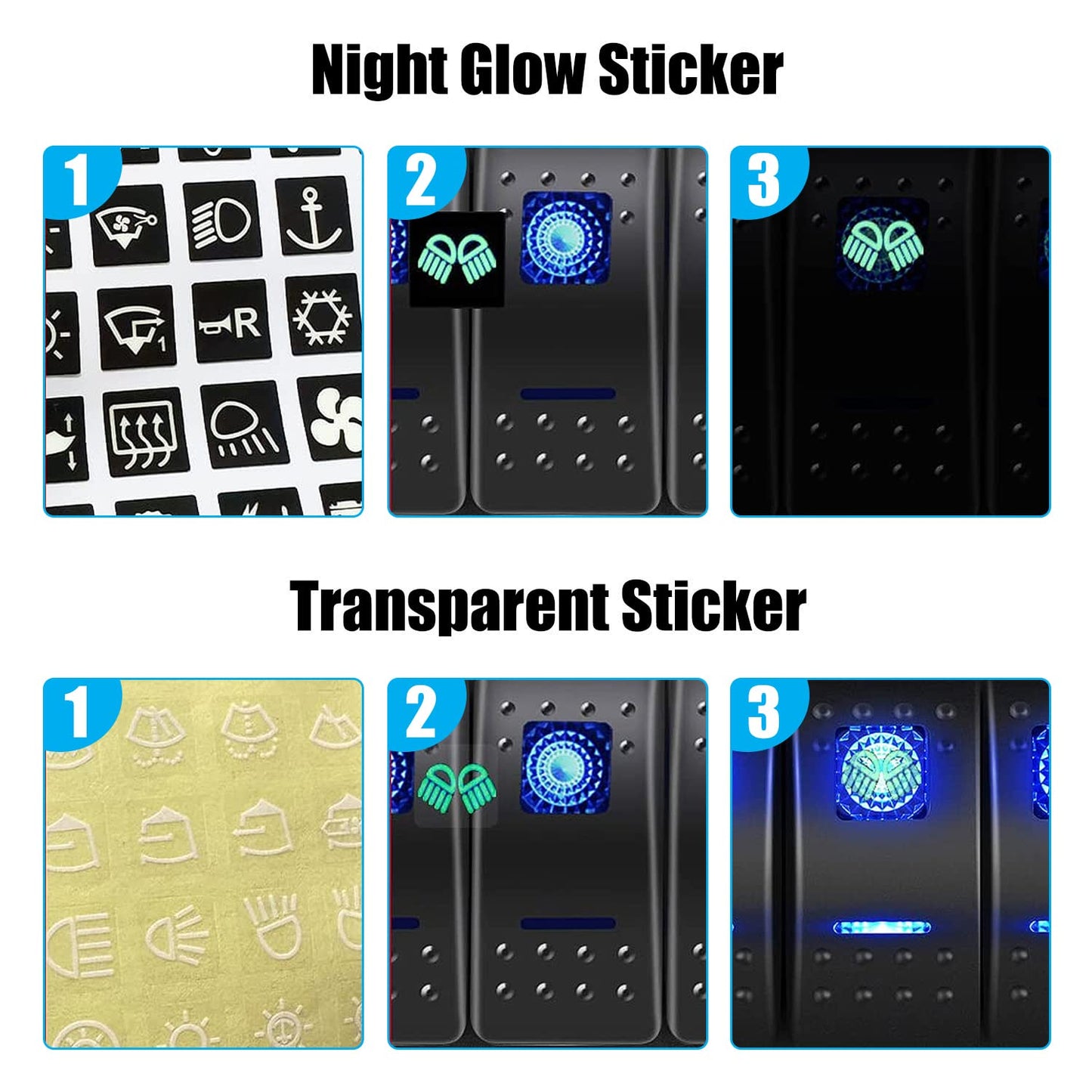 FXC Waterproof Marine Boat Blue Rocker Switch Panel 6 Gang with USB & Type-C Charger Slot Socket + Cigarette Lighter +LED Voltmeter with Overload Protection Circuit Breaker for Car Rv Vehicles Truck