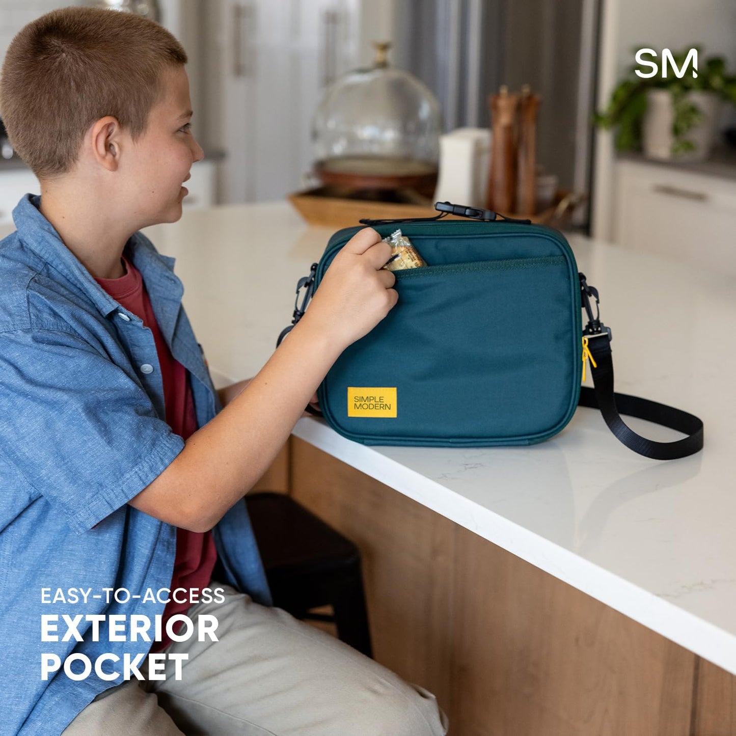 Simple Modern Hadley with Shoulder Strap | Lunch Box for Kids, Teens, and Adults | Insulated Bag for Girls, Boys, Women, Men | Meal Containers with Exterior and Interior Pockets | 80s Mix