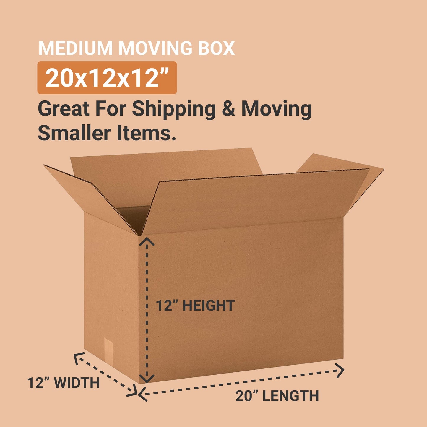 BOX USA Shipping Boxes Long 20L x 12W x 12H 20-Pack - Corrugated Cardboard Box for Moving, Mailing, Packing, Packaging and Storage