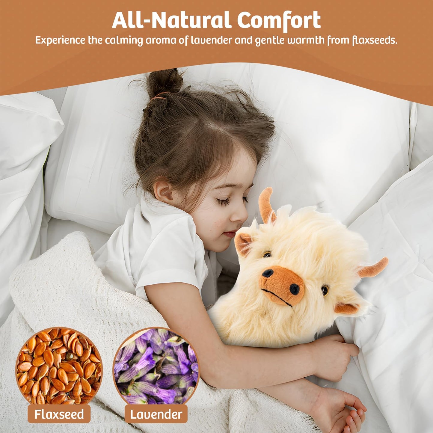 Microwaveable Highland Cow Stuffed Animal - Weighted Stuffed Animal Plush, Heating Pad, Cozy Gift for Girls|Women|Kids|Elderly People, 9.8in, 1.65lb