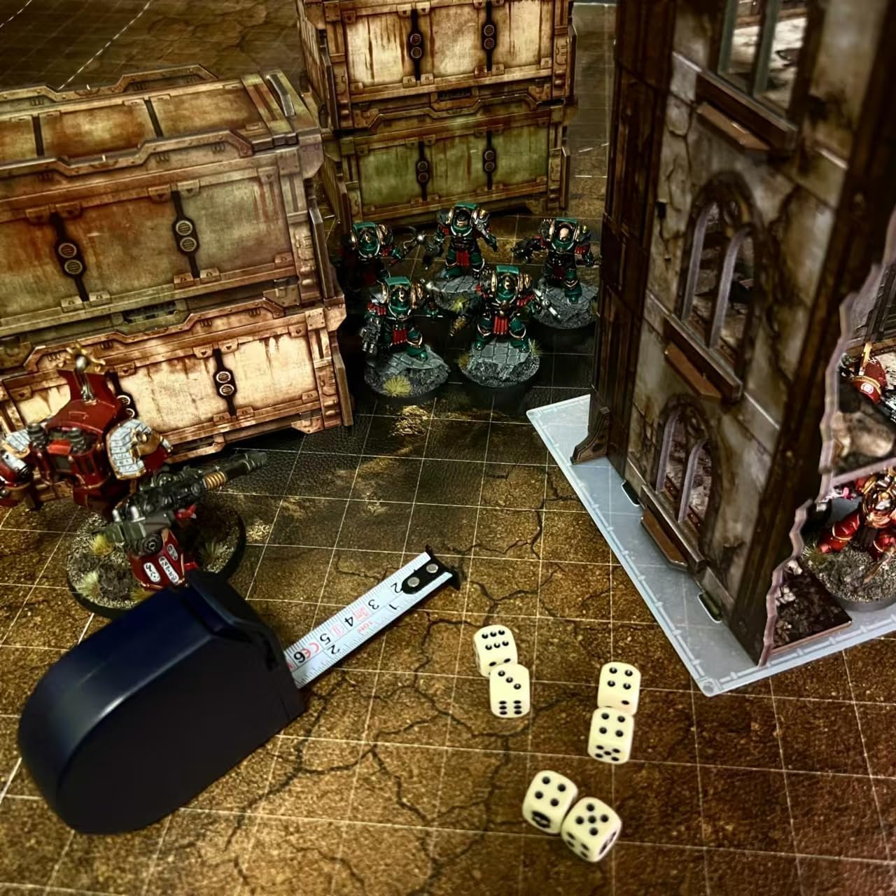 Lighter Creative 44'' x 60'' Battle Mat Gridded War-Gaming Mat for WH40K, Wargame RPG and Other Tabletop Games - Made of Synthetic Leather, Wasteland Patterned (Rolled Package)