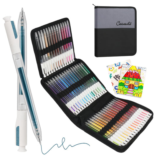 CAISEXILE Retractable Glitter Gel Pens for Adult Coloring Books – 48 Colors Sparkle Markers Colored Gel Pens, Smooth Drawing & Journaling for Artists, Doodling Supplies for Creative Minds
