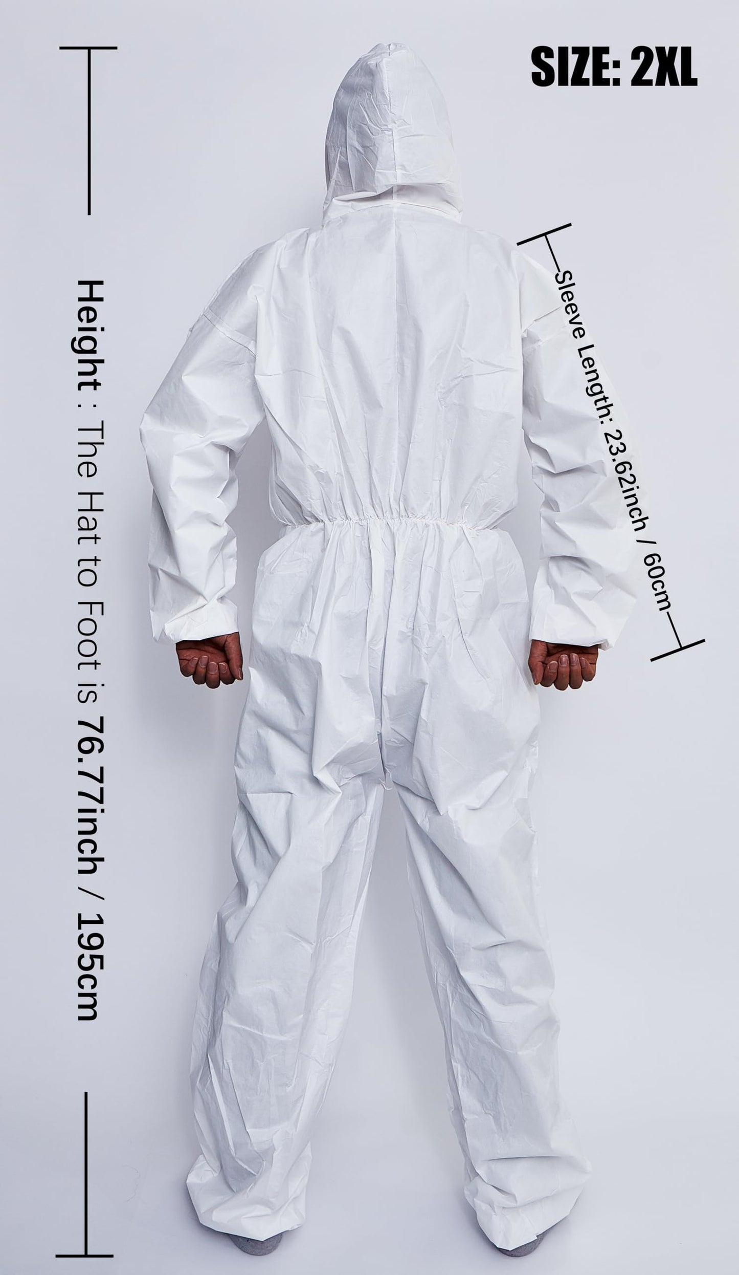 SYINE Pack of 5 XL Disposable Protective Coverall with Hood, Elastic Cuff for Spray Painting Cleaning Work,Breathable & Durable