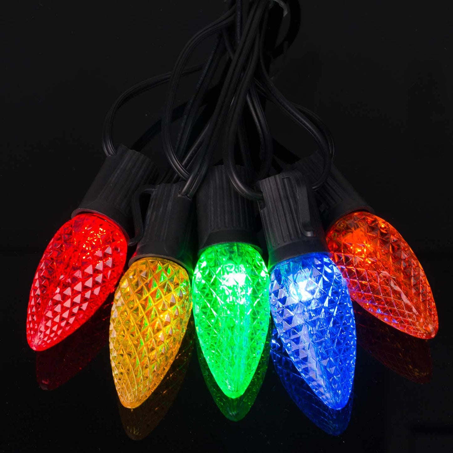 100 Pack C9 LED Replacement Christmas Light Bulb, C9 Shatterproof LED Bulb for Christmas String Light, E17 Intermediate Base, Commercial Grade Dimmable Bulbs, 2 Diode (LED's), Multicolor