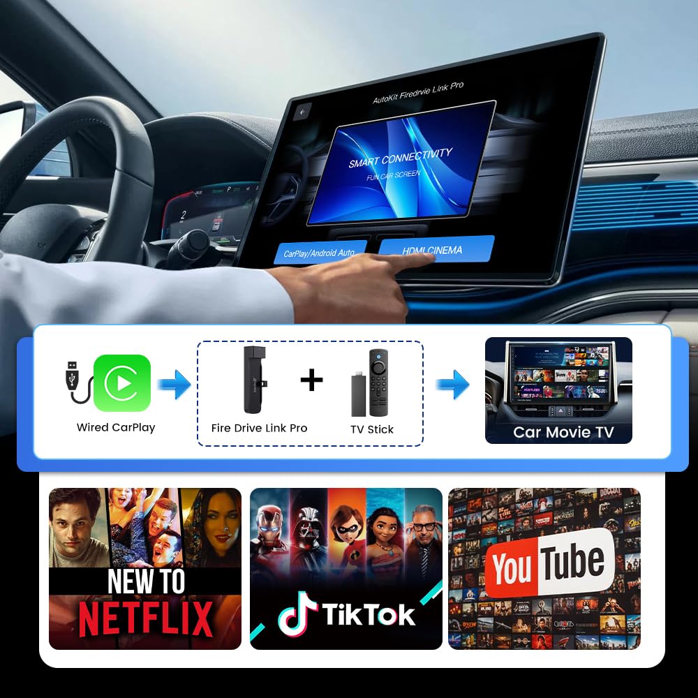 Carlinkit Wireless CarPlay Adapter 3-in-1︱Designed for TV Sticks︱for Wired CarPlay Cars︱Support converting Wired CarPlay to Wireless CarPlay & Android Auto︱Support HDMI Port Fir e TV Sticks inputting