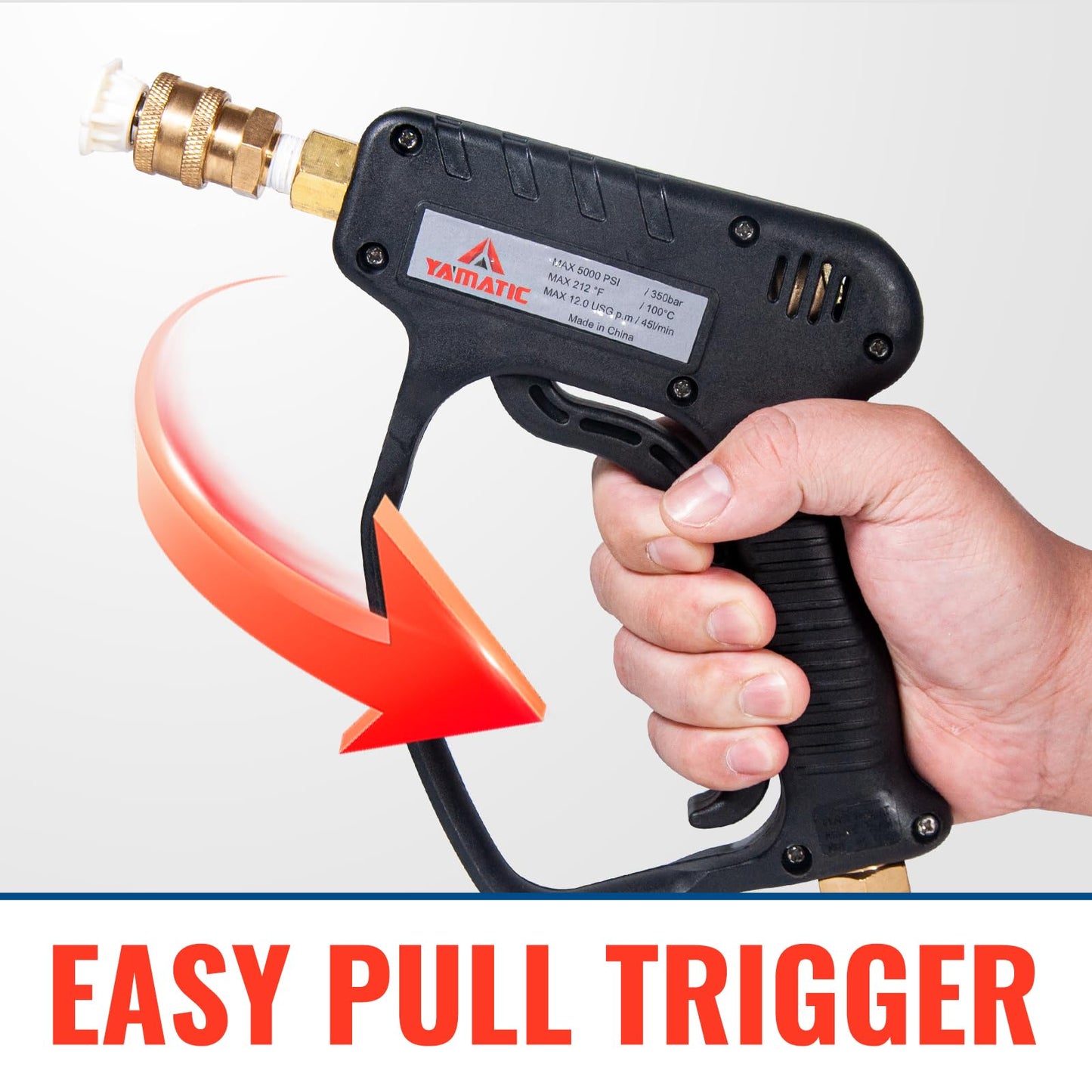 YAMATIC Pressure Washer Short Gun 5000 PSI - 3/8" Swivel Plug & M22-14mm Coupler, Power Washer Stubby Trigger Handle with 1/4" Quick Connect for Foam Cannon Car Wash