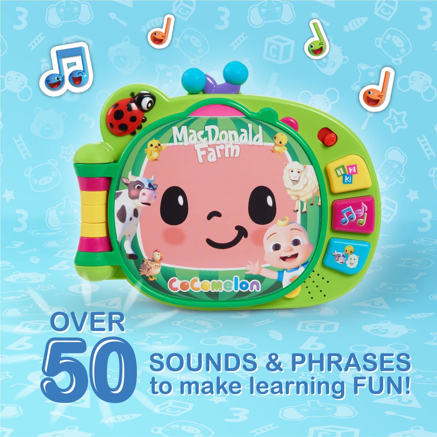 CoComelon Learning Book Interactive Toy for Toddlers with 3 Learning Modes, Music, Numbers, Animal Sounds, 50 Learning Phrases, Officially Licensed Kids Toys for Ages 18 Month, Gifts and Presents