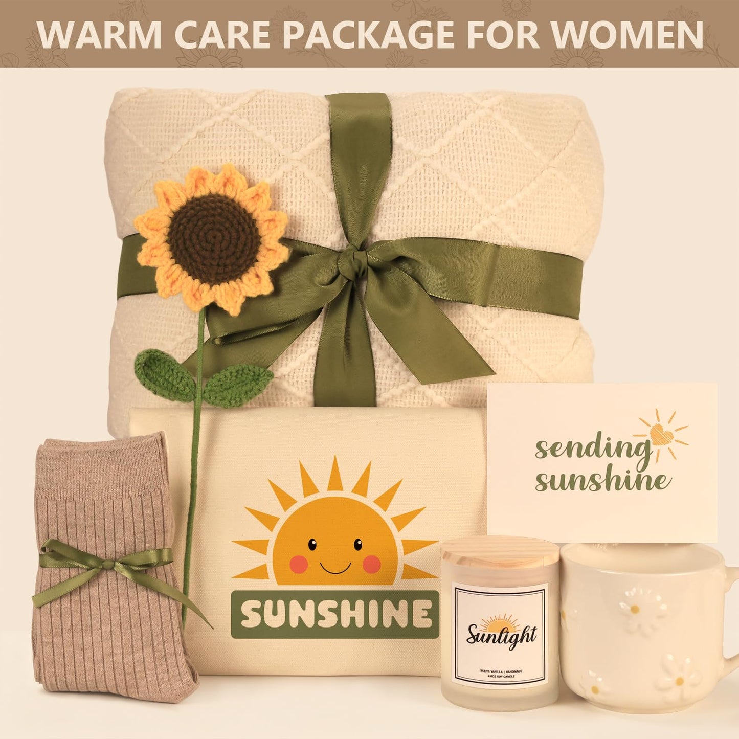 Sunshine Gifts for Women - Hello Sunshine Gift Sunflower Box for Women Best Friends - Thinking of You Self Care Get Well Soon Gift Baskets for Woman -Care Package Birthday Gift Boxes for Female, Mom