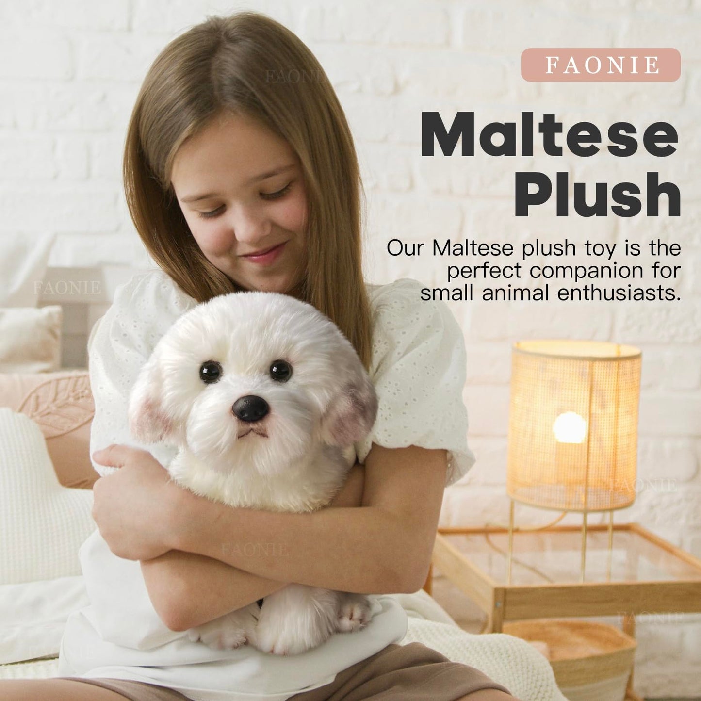 14 Inch Maltese Stuffed Animal, Realistic Dog Plush, Lifelike Stuffed Animal,Companion Pet, Fluffy Stuffed Puppy Dog Toys for Gift