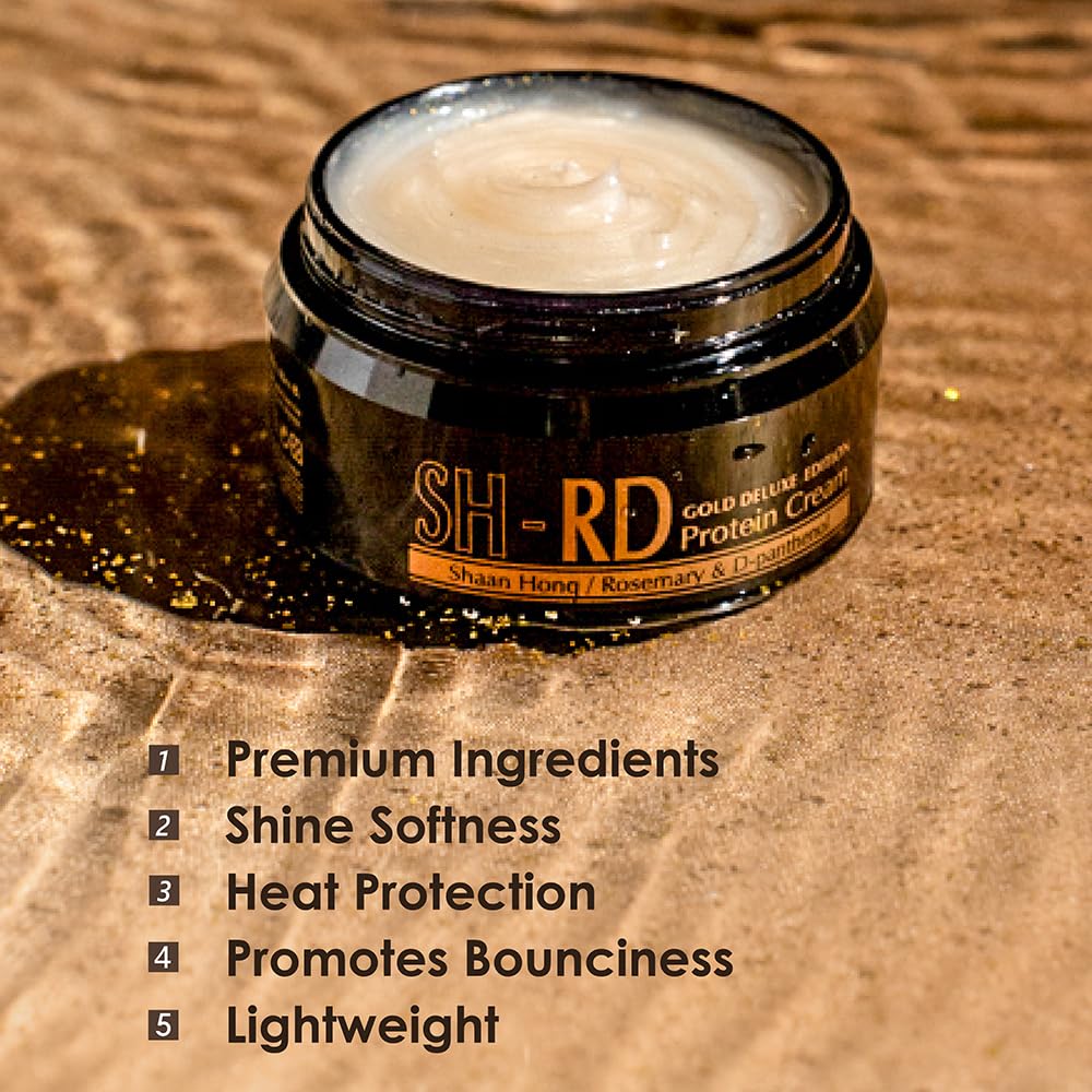 SH-RD Protein Cream Gold Deluxe Edition | Deep Conditioner for Dry Damaged Hair | Leave-In Hair Protein w/Rosemary & Gold Leaf | Repair Split Ends, Promote Shine - 2.71oz/80ml
