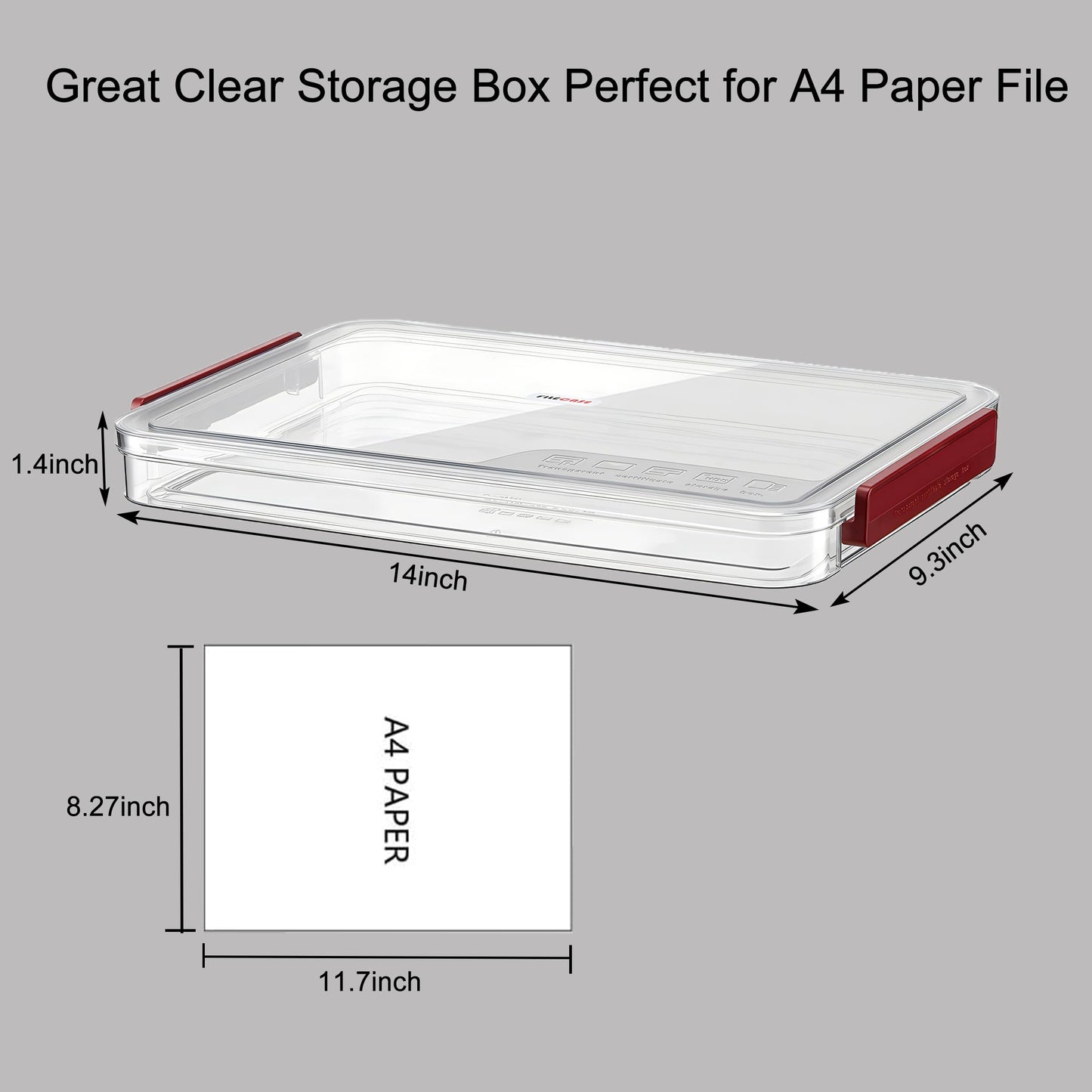 Clear A4 Paper Storage Box with Lids, Plastic A4 File Storage Bins, Magazine File Box, Stackable A4 Container File Holder Portable Project Case Bins, Desk Organizer for Invoice Document Stationery (5)