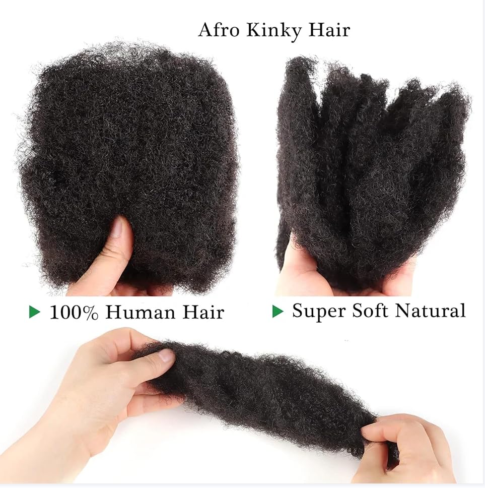 Natural Black Afro Kinky Bulk Human Hair Extension For Braiding Hair Afro Kinky Human Hair Extensions For Dreadlock Twist 30g/bundle 12inch 4 Bundles/Package
