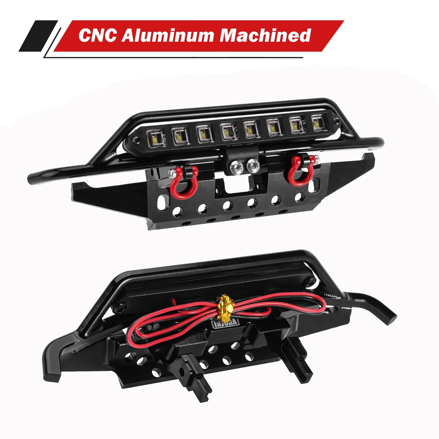 INJORA Front&Rear Tube Bumper Metal Bumper Set for TRX4M Bronco Upgrade 1/18 RC Crawler