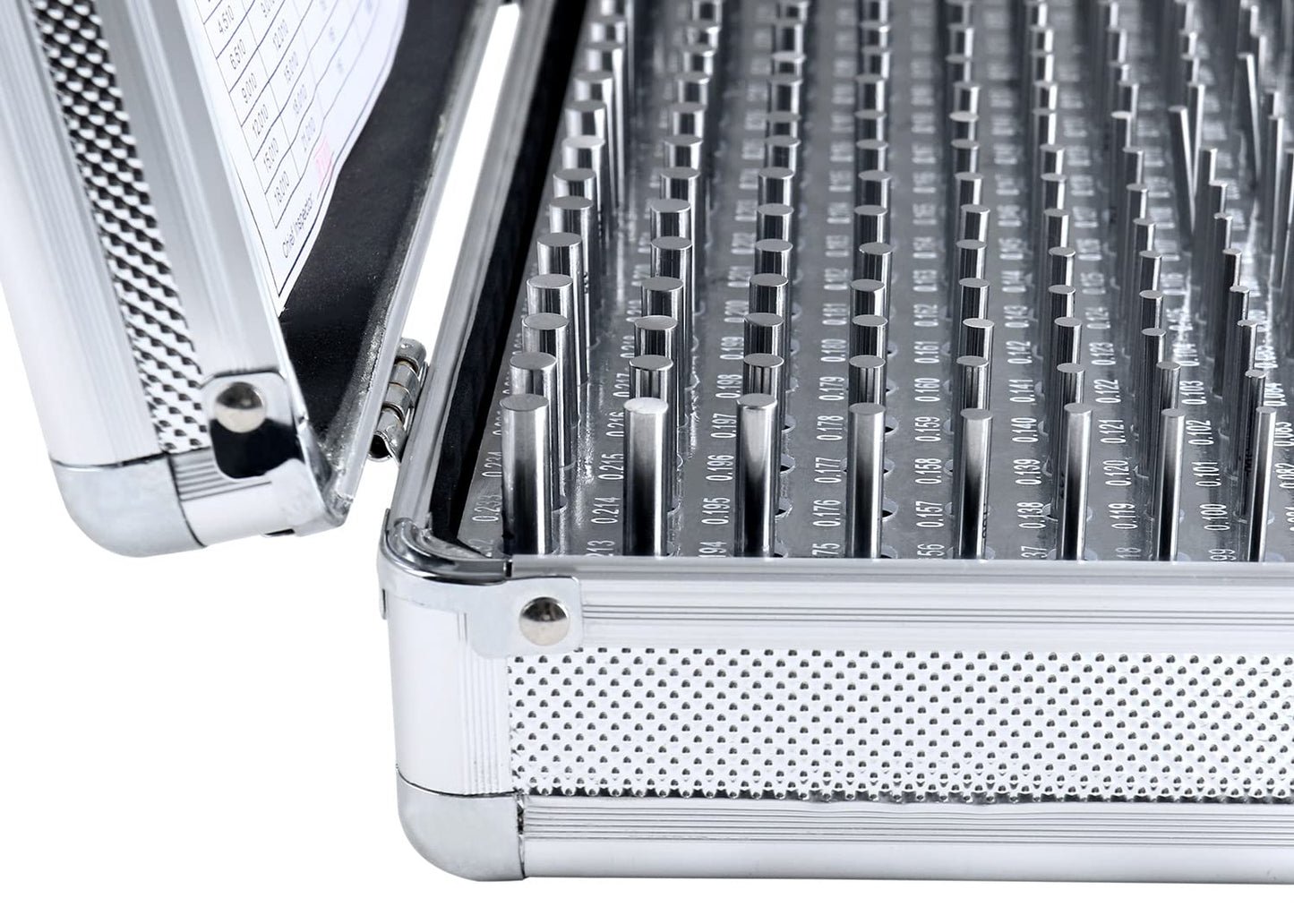 Accusize Industrial Tools - 190 Pc Precision Minus Class ZZ Pin Gauge Set, 0.061" to 0.250", 2" Length, Heat Treated, 60-62 RC, with Aluminum Case, M1(-) A