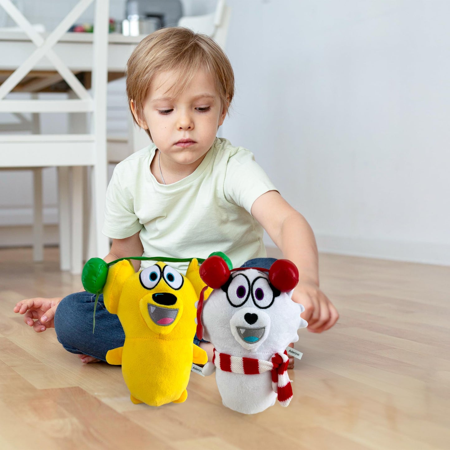 Adenzai Tyler and Snowi Snuggle Bundle Plush Set – Soft Stuffed Animal Plushies, Tyler and Snowi Plush Toy, Cute Cuddly Character Plush Gift Set for Kids and Fans