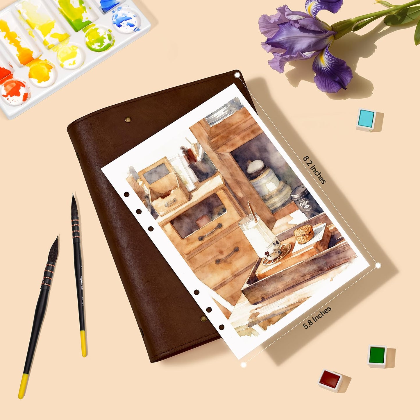 Lightwish Watercolor Sketchbook,100% Cotton Acid Free Watercolor Journal,300gsm/140lb Cold Press Watercolor Paper for Artists,Adults,Students,20 Sheets,5.8 * 8.2 Inches paper