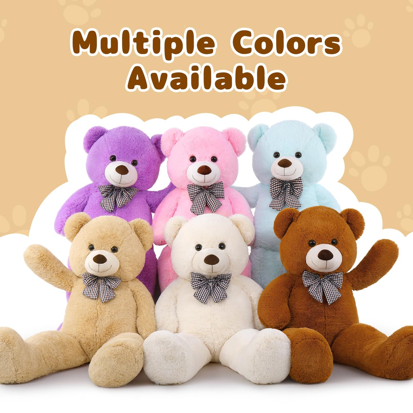 MaoGoLan Giant Teddy Bear 4 Feet, Ultra Soft Big Bear Stuffed Animal 47 Inch Tan Plush Teddy Bear Gift for Baby Shower, Birthday, Party, Valentine’s Day Decor