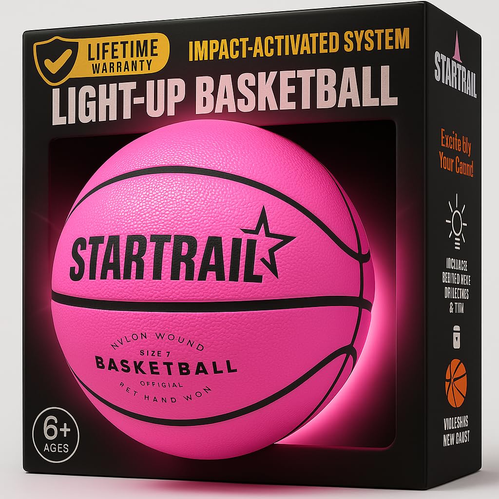 Glow in the Dark Basketball - LED Light Up Basketball - Sports Gear Accessories Gift for Girls Age 8-15+ | Extra Battery and 3 Pumps Included | Girls Teen Gift for Ages 8-15+ | Outdoor Sports Gear