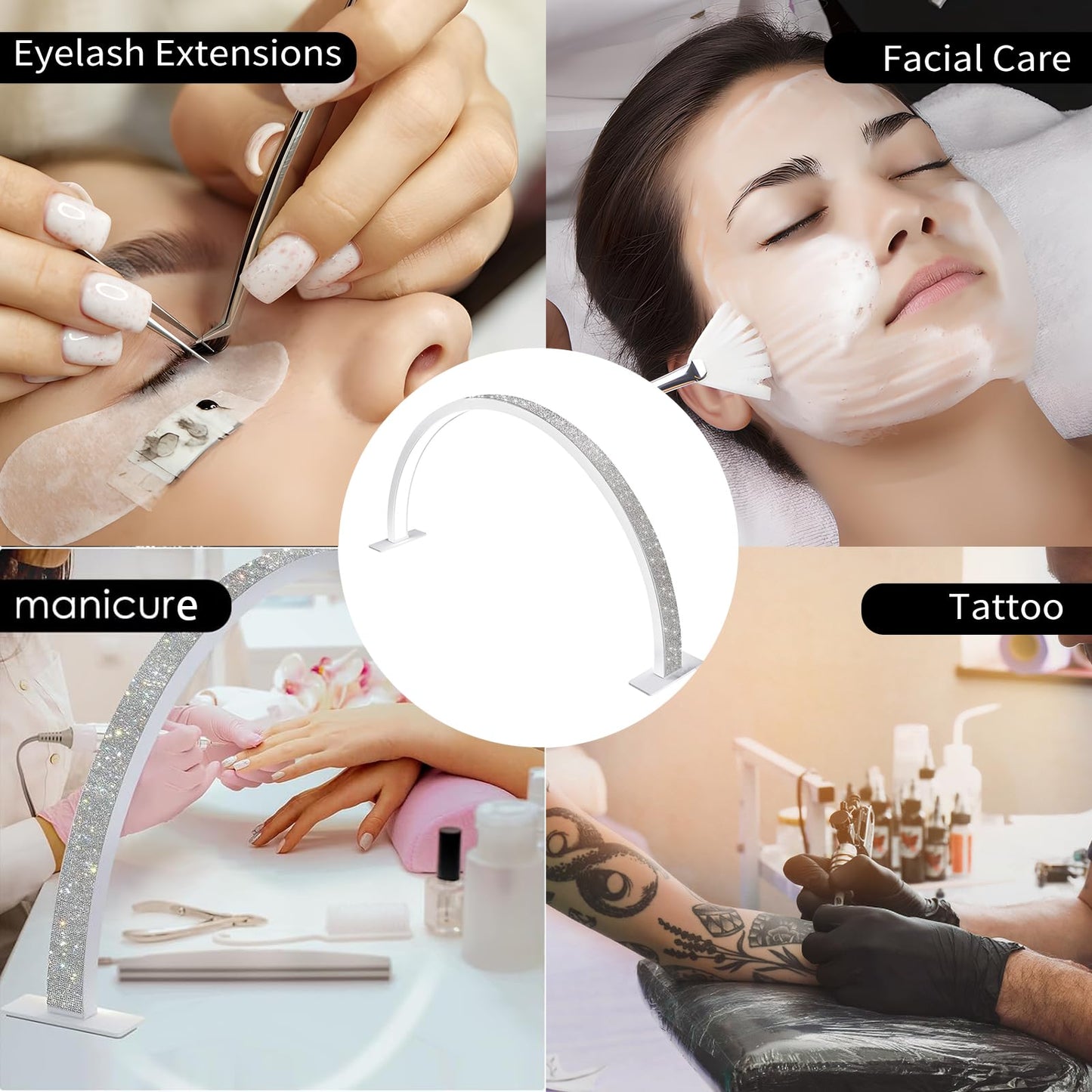 Yzzseven Large Half Moon Light for Nail Desk, 28.7" Professional 34W Led Moon Lamp Nail Tech, Nail Salon Desk Lamp 3 Mode Lighting for Manicure Technician (White)