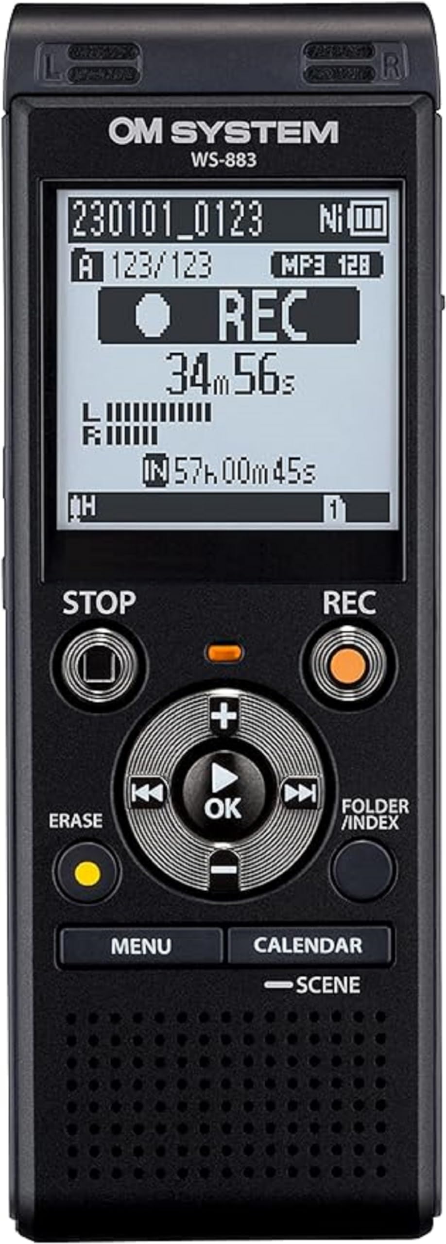 OM SYSTEM OLYMPUS WS-883 Digital Voice Recorder, Linear PCM/MP3 Recording Formats, USB Direct, 8gb Playback Speed and Volume Adjust, File Index, Erase Selected Files