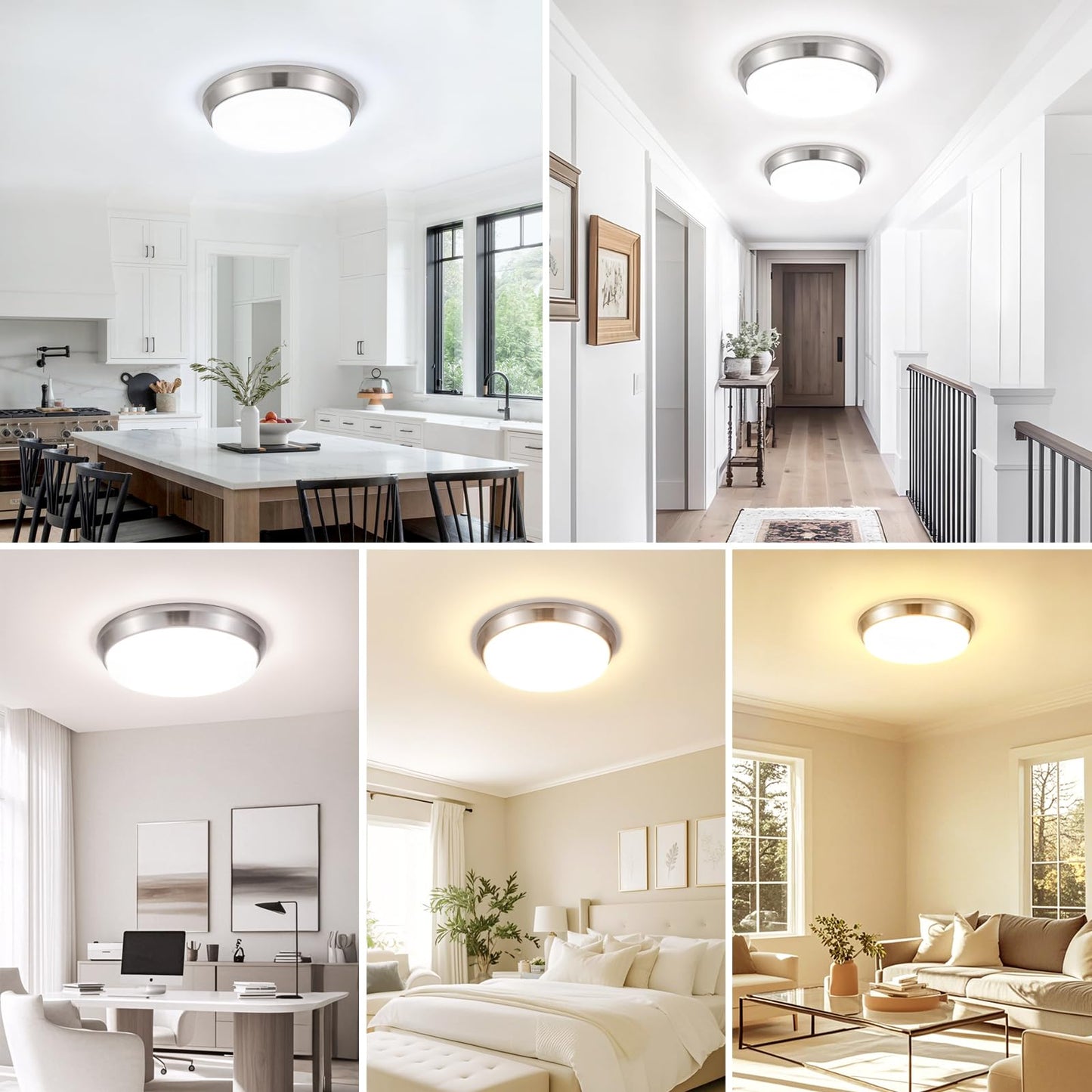 13 Inch Dimmable LED Ceiling Light Fixture, 4000 Lumens Super Bright 36W Flush Mount Ceiling Light, 2700K/3000K/4000K/5000K/6500K Adjustable Modern Ceiling Lamps for Bedroom Kitchen Bathroom, 2 Packs