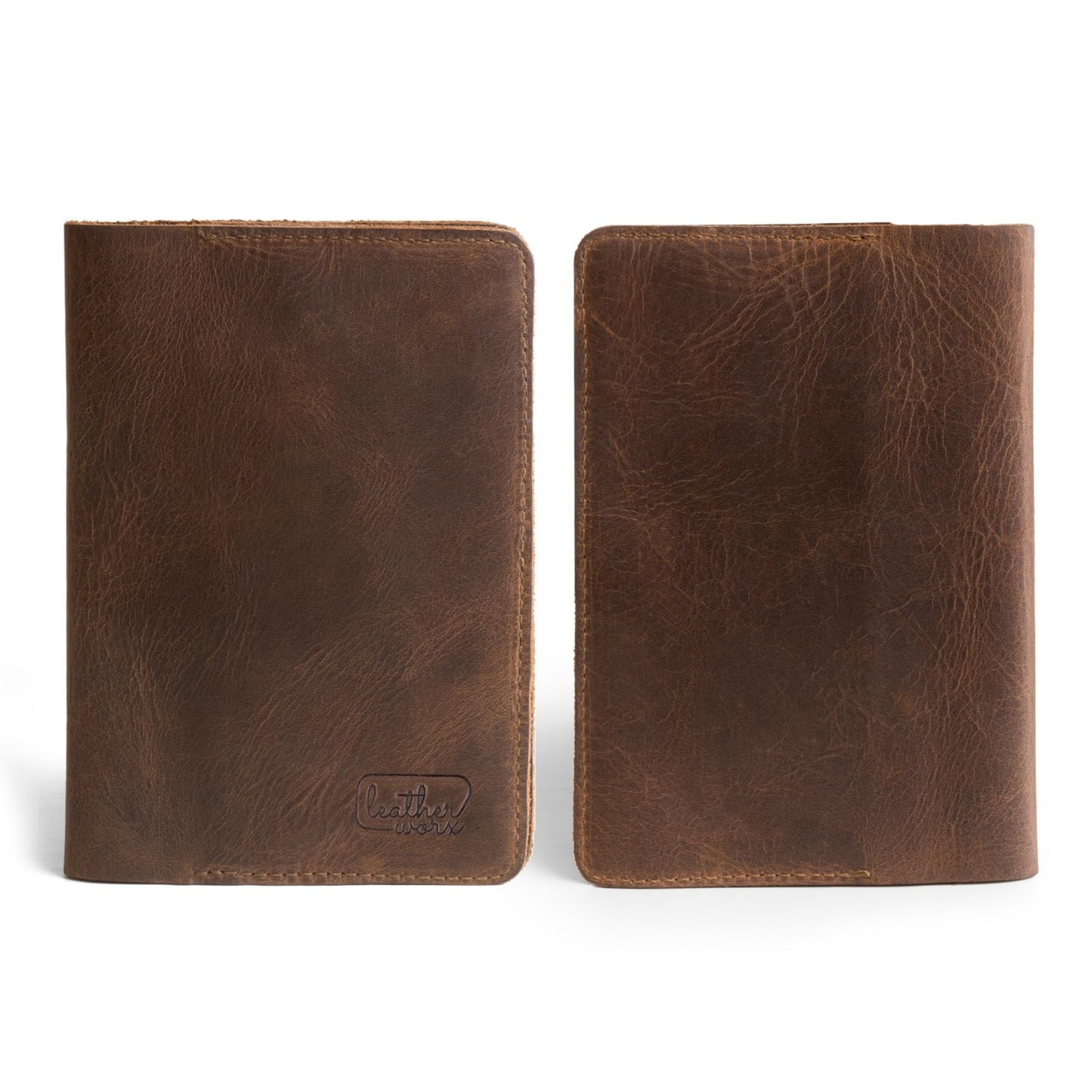 Leather Field Notes Cover, Leather Notebook Cover 3.5 x 5.5 in. with Card and Pen Holder, Handmade Protective Storage for Pocket Moleskine Journal Cover, Book & Notebooks, Notepad Wallet for Travelers (Bourbon Brown)