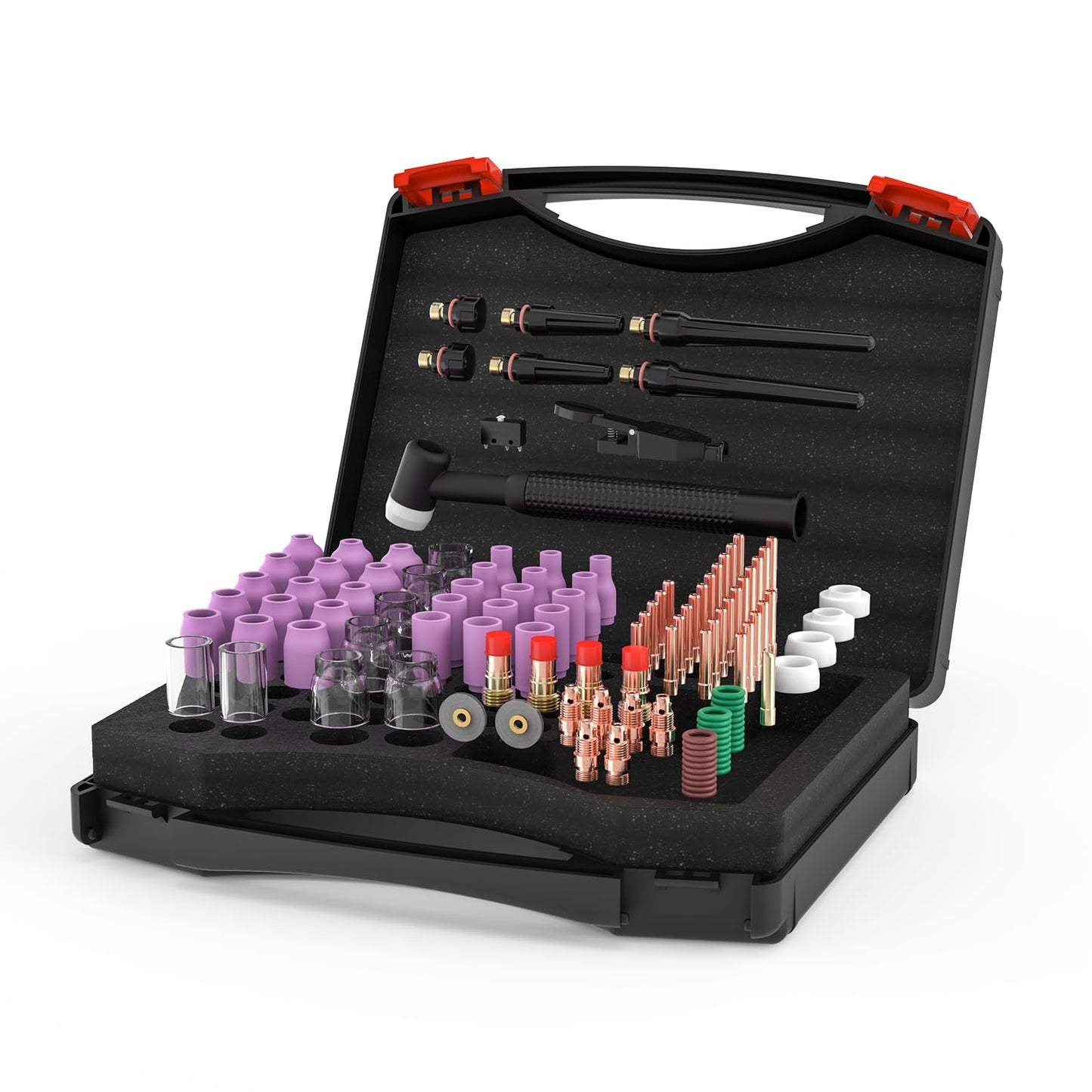 WelderElite 123 Pcs TIG Welding Torch Kit - Alumina Nozzle, Collets, Stubby Gas Lens #12 Heatproof Glass Cup, Consumables for WP-17/18/26