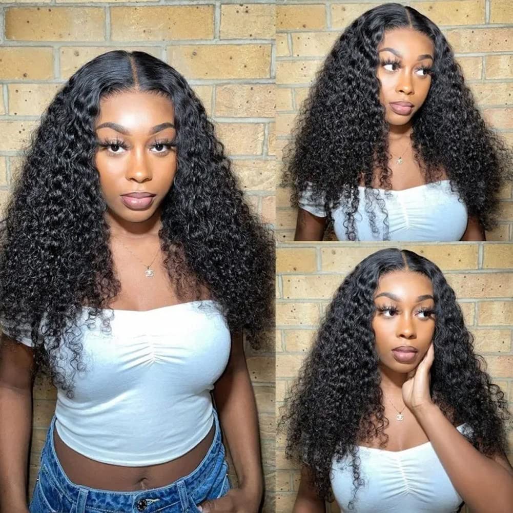 ISEE Hair 22 Inch Water Wave V Part Wig Human Hair No Leave Out Brazilian Glueless Curly Wave Upgrade U Part V Part Wigs for Black Women Human Hair 180% Density Natural Color
