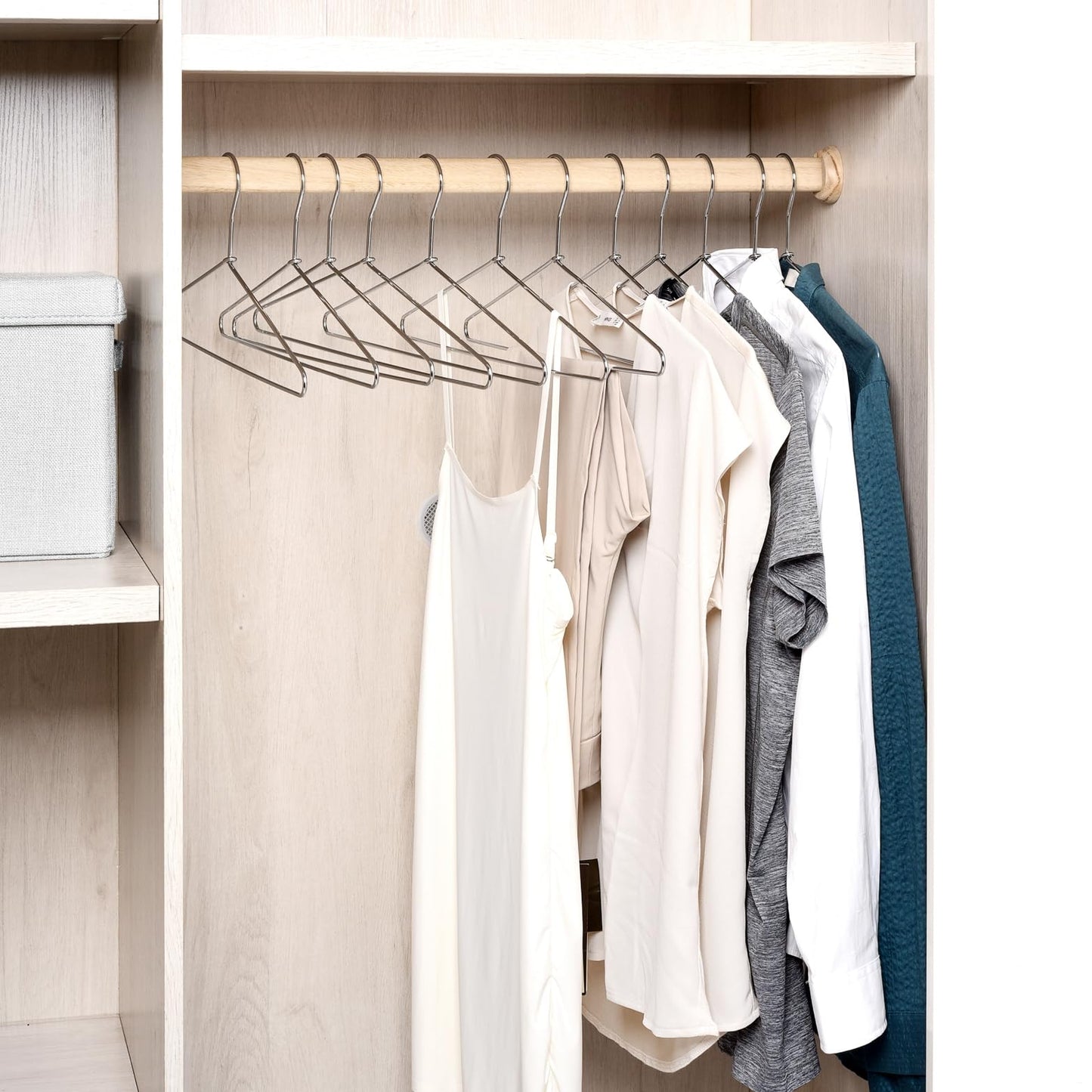 Amber Home 30 Pack Heavy Duty Metal Shirt Coat Hangers, Stainless Steel Clothes Hanger with Polished Chrome, 17 Inch Silver Metal Wire Hanger