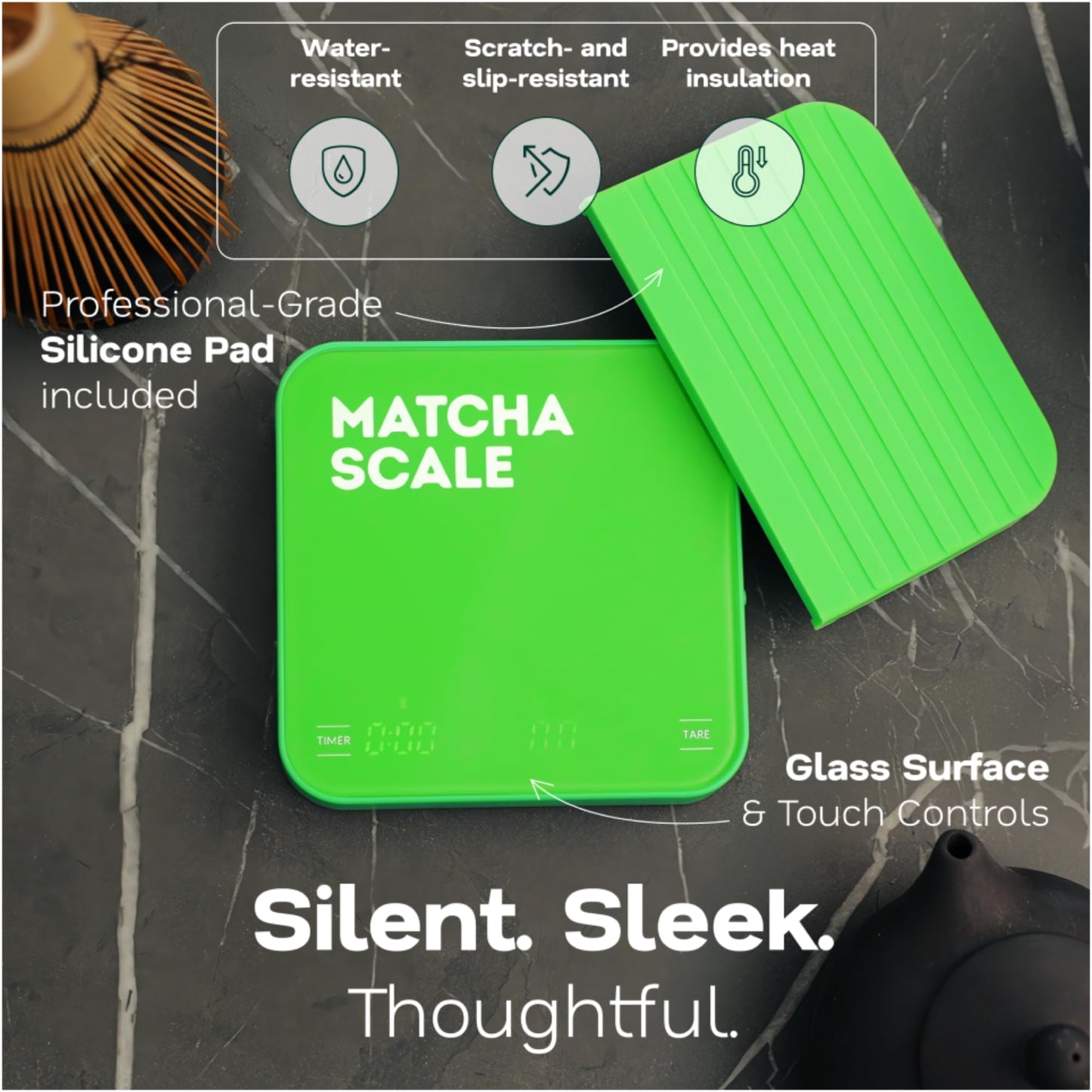 Matcha Scale – 0.1g Precision USB-C Rechargeable Digital Scale for Weighing Matcha Powder | Perfect add-on to Any Matcha Set | LED Display, Timer, Tare
