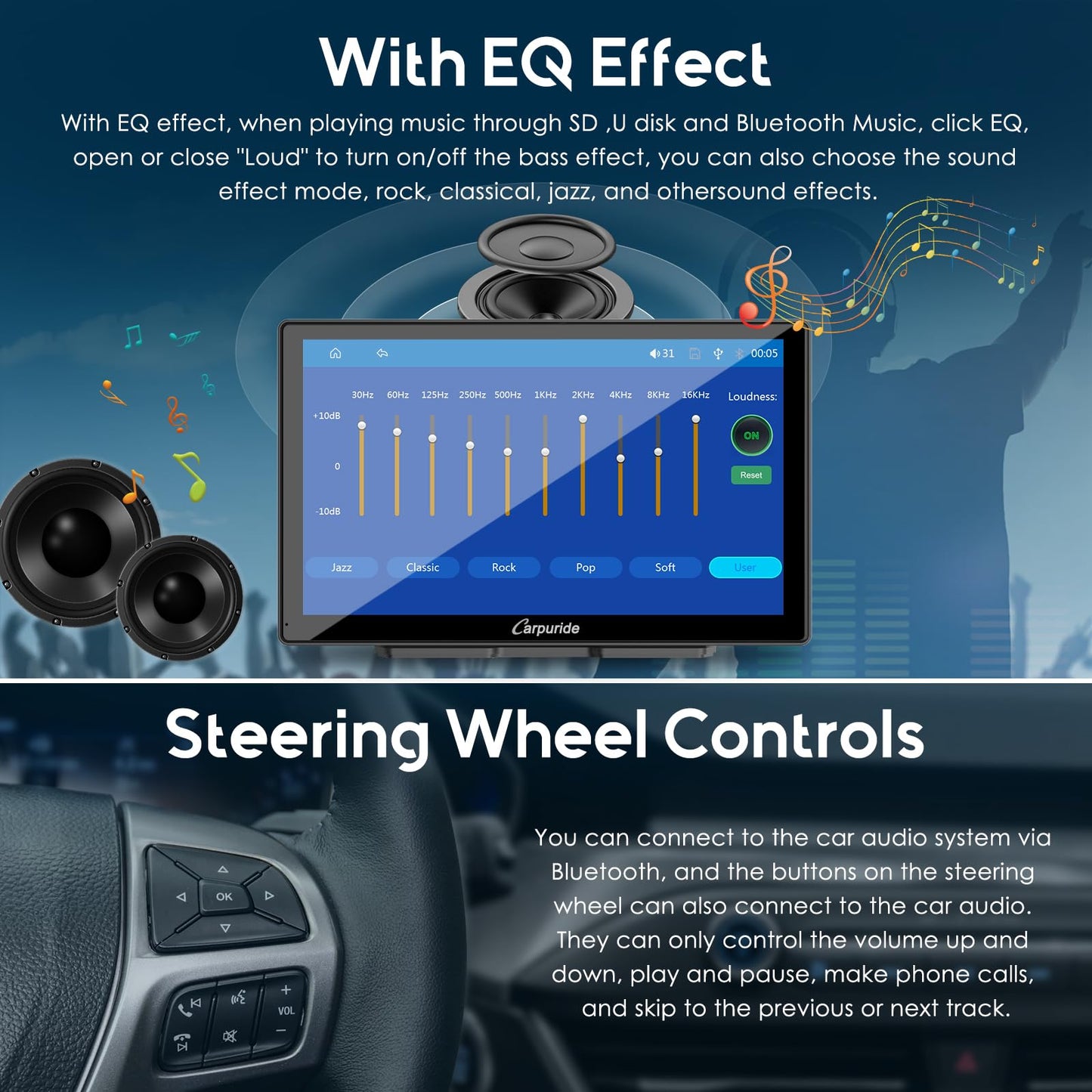 2024 CARPURIDE C98 9 Inch Car Play Screen for Car, Compatible with Wireless/Wired Apple CarPlay, Android Auto and Mirror Link - Bluetooth Audio, Navigation,Siri, FM, AUX