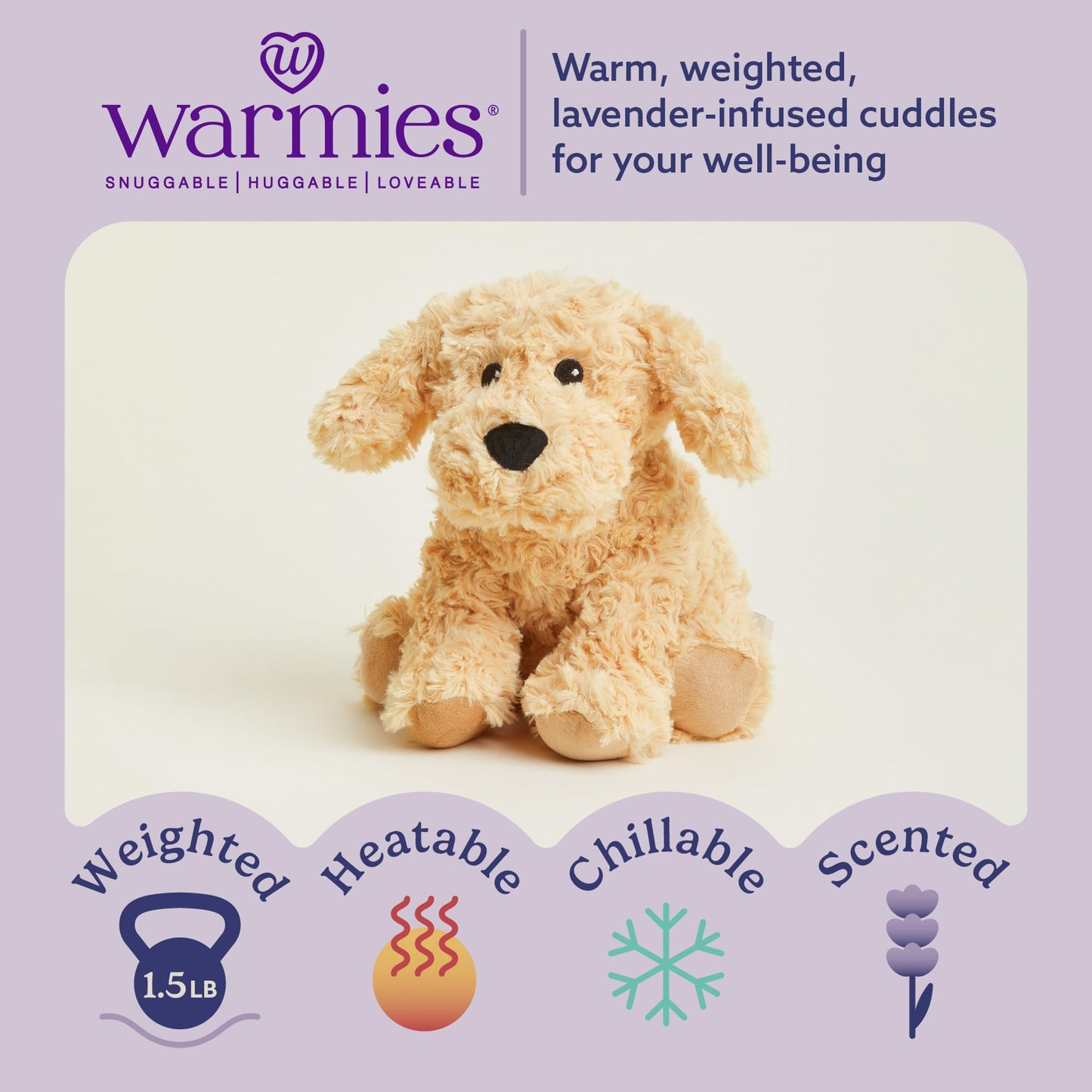 INTELEX Warmies Microwavable French Lavender Scented Plush, Golden Dog Warmies