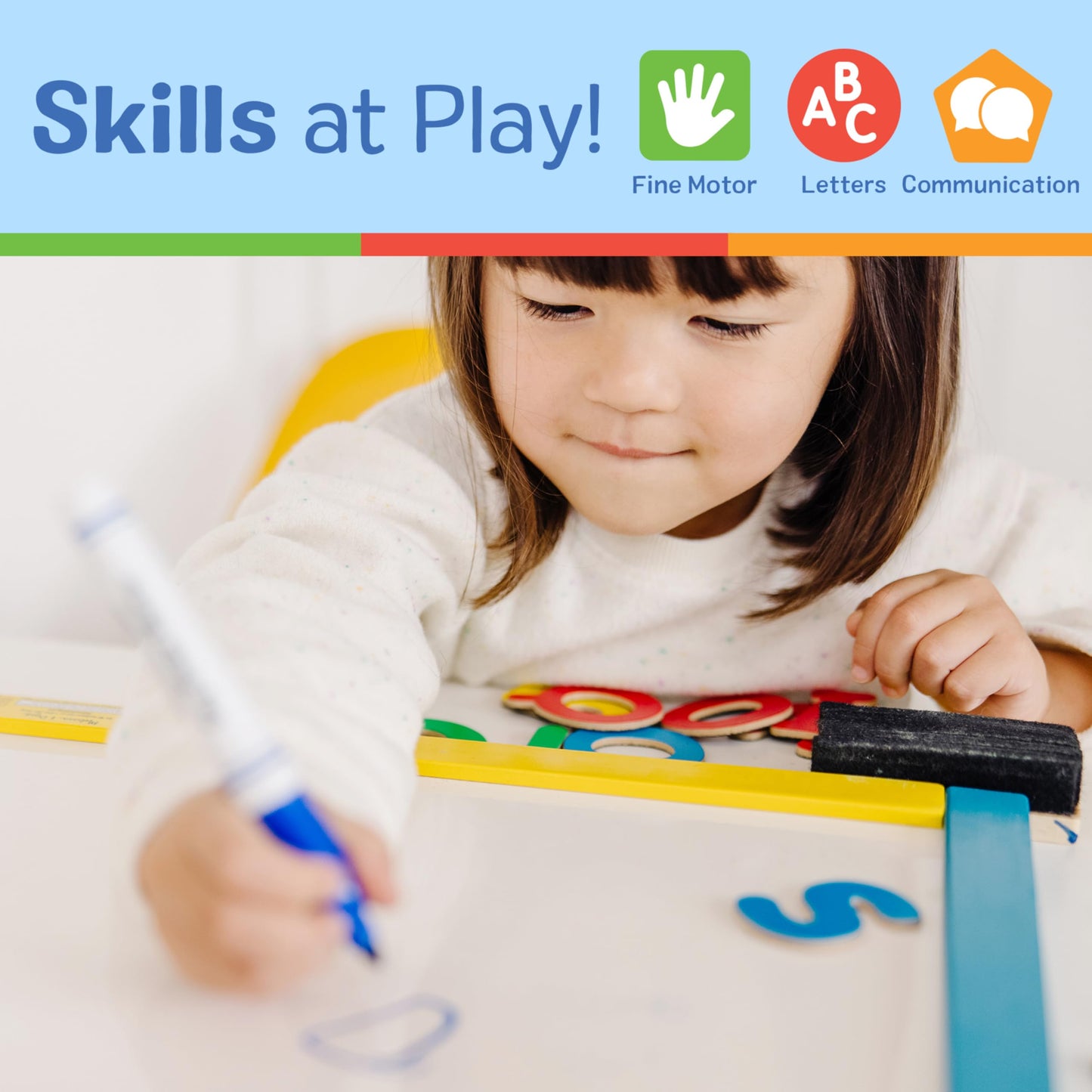 Melissa & Doug Magnetic Chalkboard and Dry-Erase Board with 36 Magnets (Numbers and Uppercase Letters), Chalk, Eraser, and Dry-Erase PenLetters and Numbers Learning Toys, Chalk Board