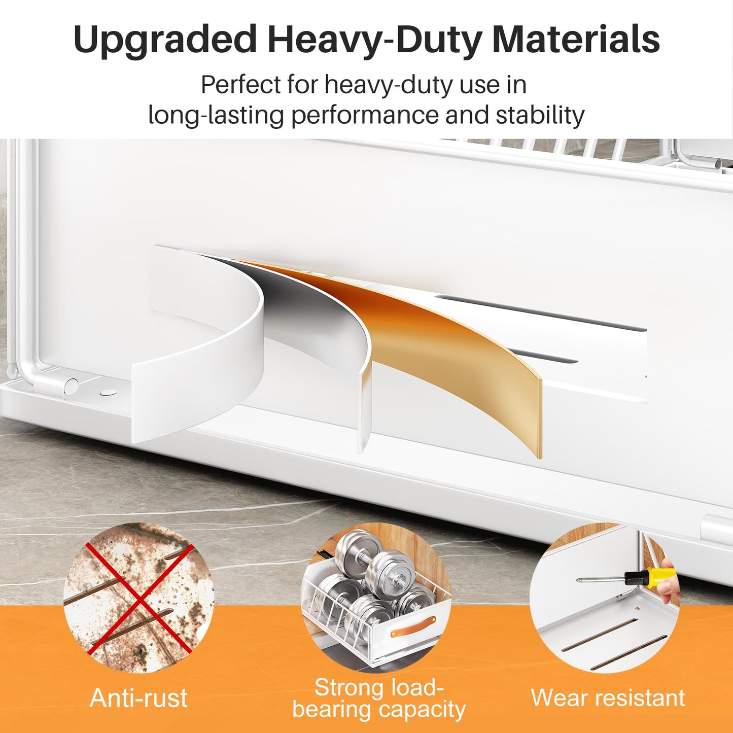 Pull out Cabinet Organizer Fixed with Adhesive Nano Film,Heavy Duty Slide out Pantry Shelves Drawer Storage,Sliding Mesh Cabinet Basket with Handle for Kitchen, Bathroom,Home, 13.8"W X 21"D X6.2"H