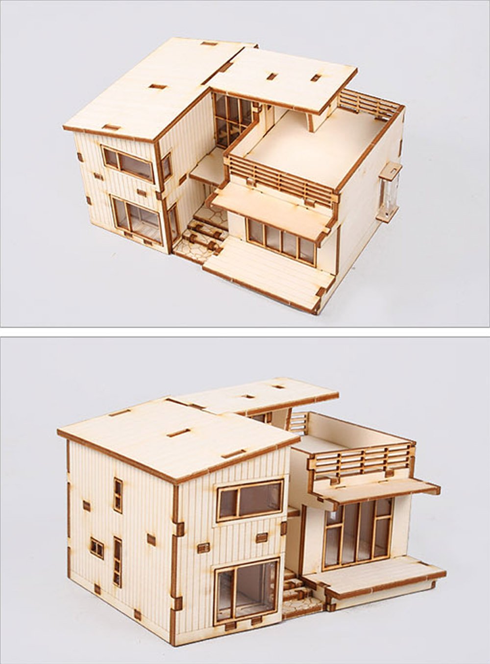 Desktop Wooden Model Kit Modern House by Young Modeler