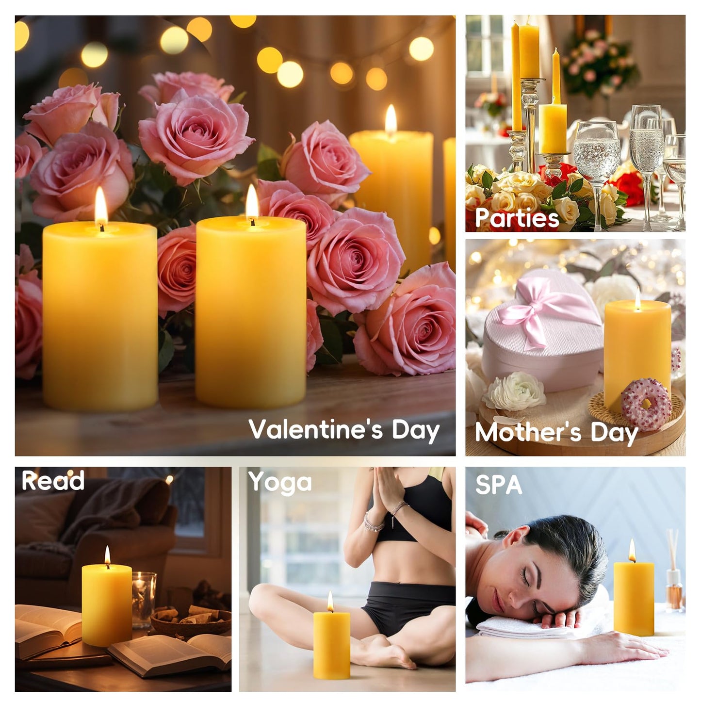 12 Pack Beeswax Candles,384 Hours Total Burn Time-2x3in,100% Pure Beeswax Pillar Candles,Unscented Bees Wax Candles for Home,Prayer,Emergency,Dripless Smokeless Pillar Candles Bluk