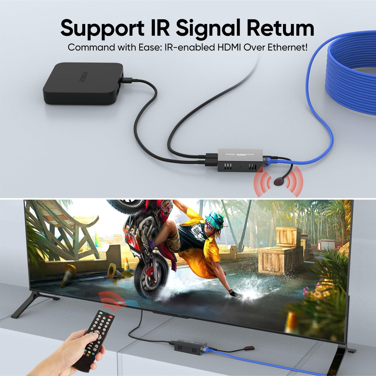 4K@60Hz HDMI Extender Over Ethernet (Cat7/Cat6/Cat5e) up to 200ft/330ft - Ultra HD Signal, Seamless Transmission, EDID and POE Support (Transmitter & Receiver)