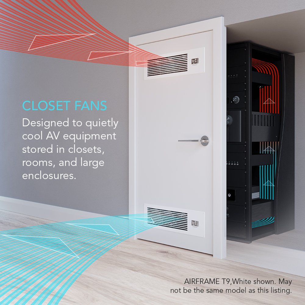 AC Infinity AIRFRAME T7-N Black, High-Airflow Cooling Fan System 17", Intake Airflow, for AV Equipment Rooms, Closets, and Enclosures