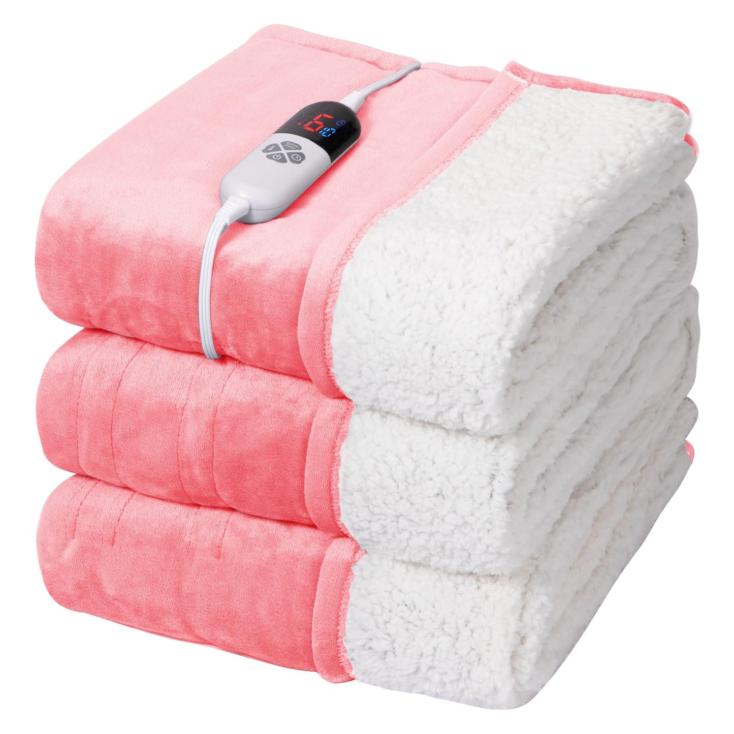 VELLUBAM Electric Blanket Full Size - 72"x84" Fluffy Ultra Soft Flannel Heated Blanket with 6 Heating Levels & 10 Hours Adjustable Timer, Machine Washable (Pink)