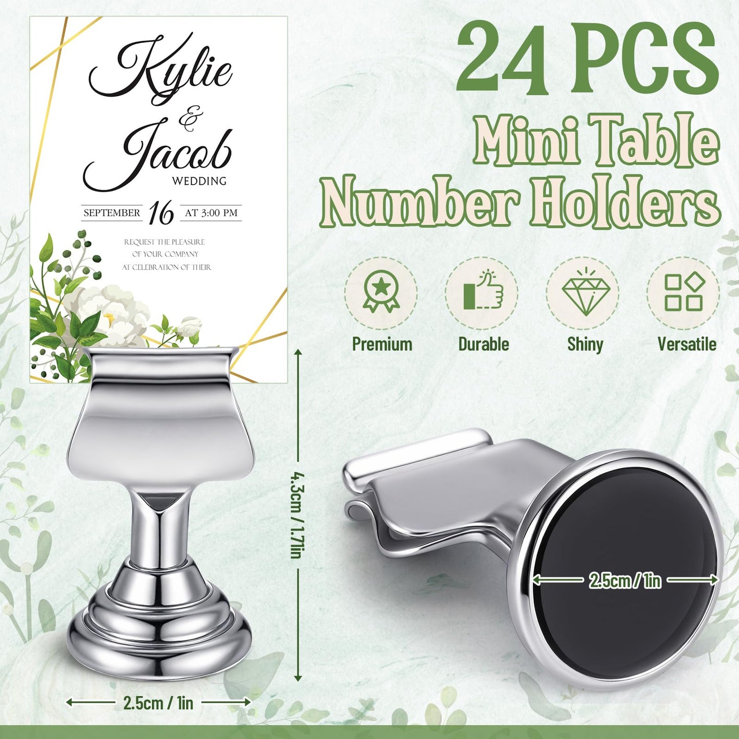 Kathfly 24 Pcs Wedding Table Number Holders 1.7 Inch Metal Silver Mini Place Card Holders Bulk Harp-clip Table Sign Stands Card Holder Display Picture Memo Notes Menu for Restaurants Birthday Decor