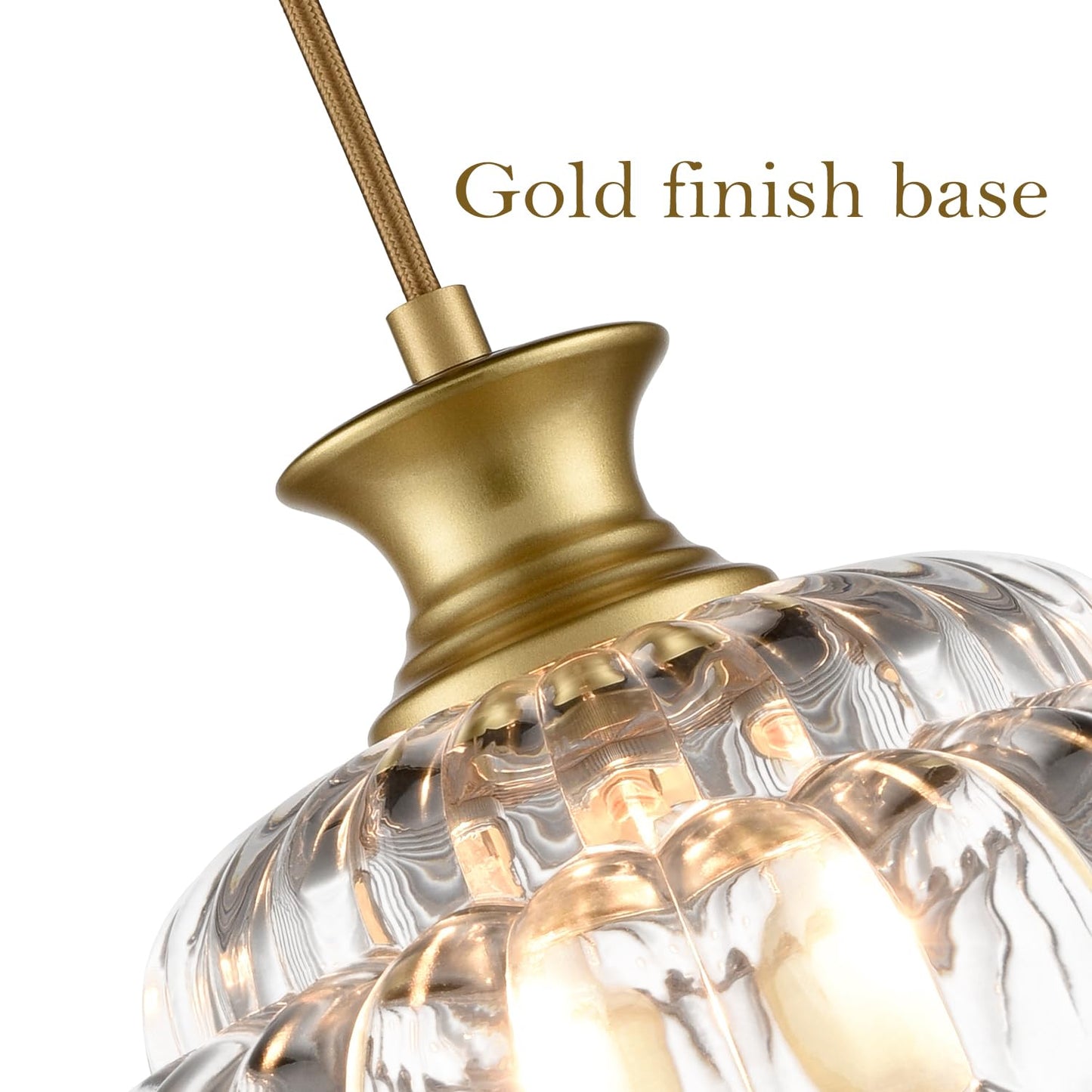 HYDELITE Vintage Glass Pendant Lights Kitchen Island Gold Pendant Light Fixture Modern Hanging Light Fixture for Dinning Room Bedroom Entryway