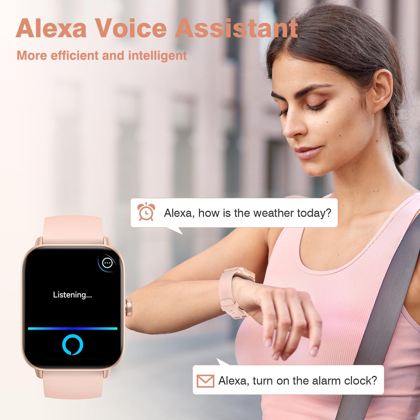 aeac Smart Watches for Women Android & iPhone, 1.8" HD Smart Watch with Bluetooth Call (Answer/Make), Fitness Watch with 110 Sport Mode/Heart Rate/SpO2/Sleep Monitor/Calories/IP68 Waterproof Alexa ﻿