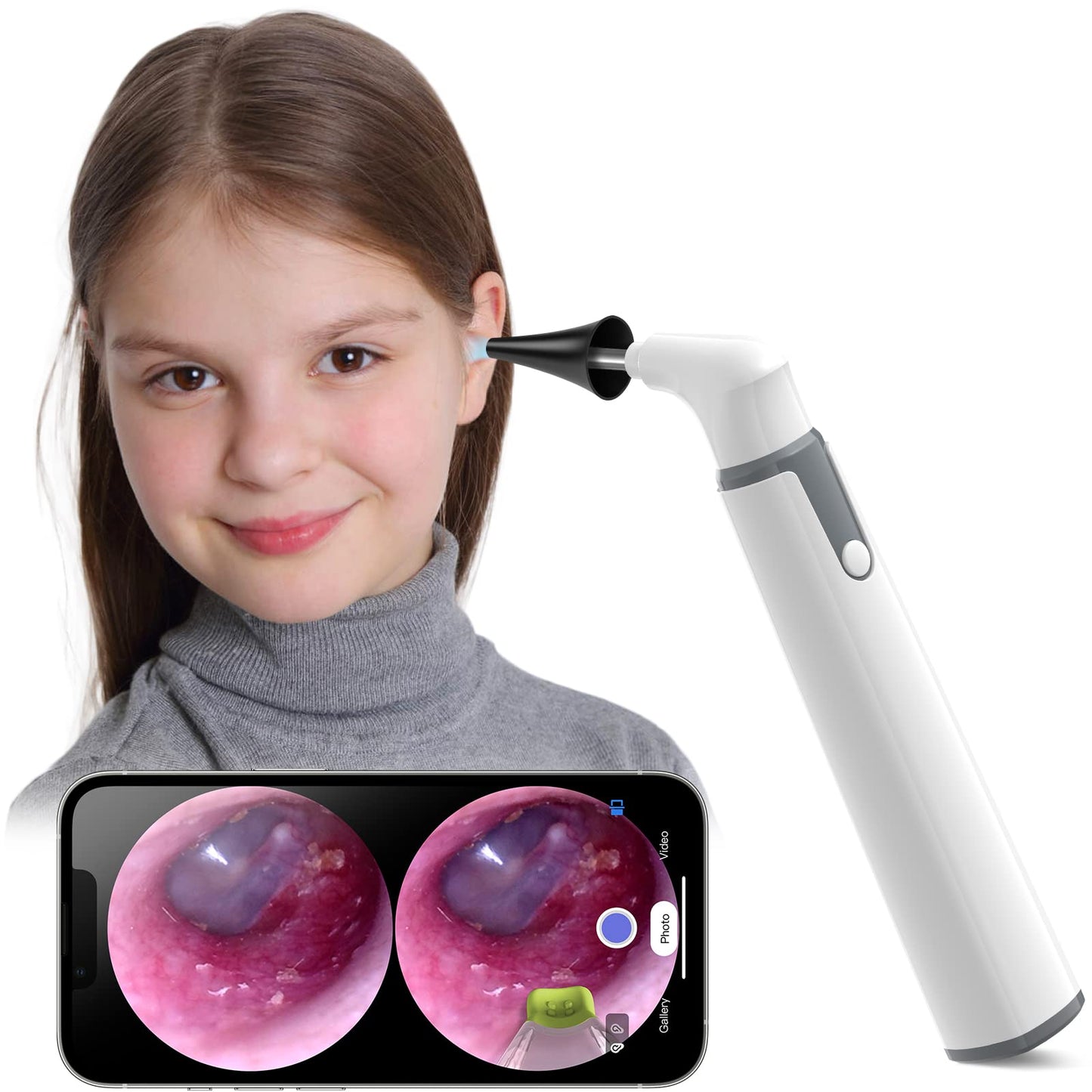 ScopeAround Otoscope with Light, Ear Camera with Dual View, 720pHD WiFi Ear Scope with 6 LED Lights, 3.9mm Lens Otoscope Camera for Kids and Adults, Ear Scope Compatible w/Android and iPhone