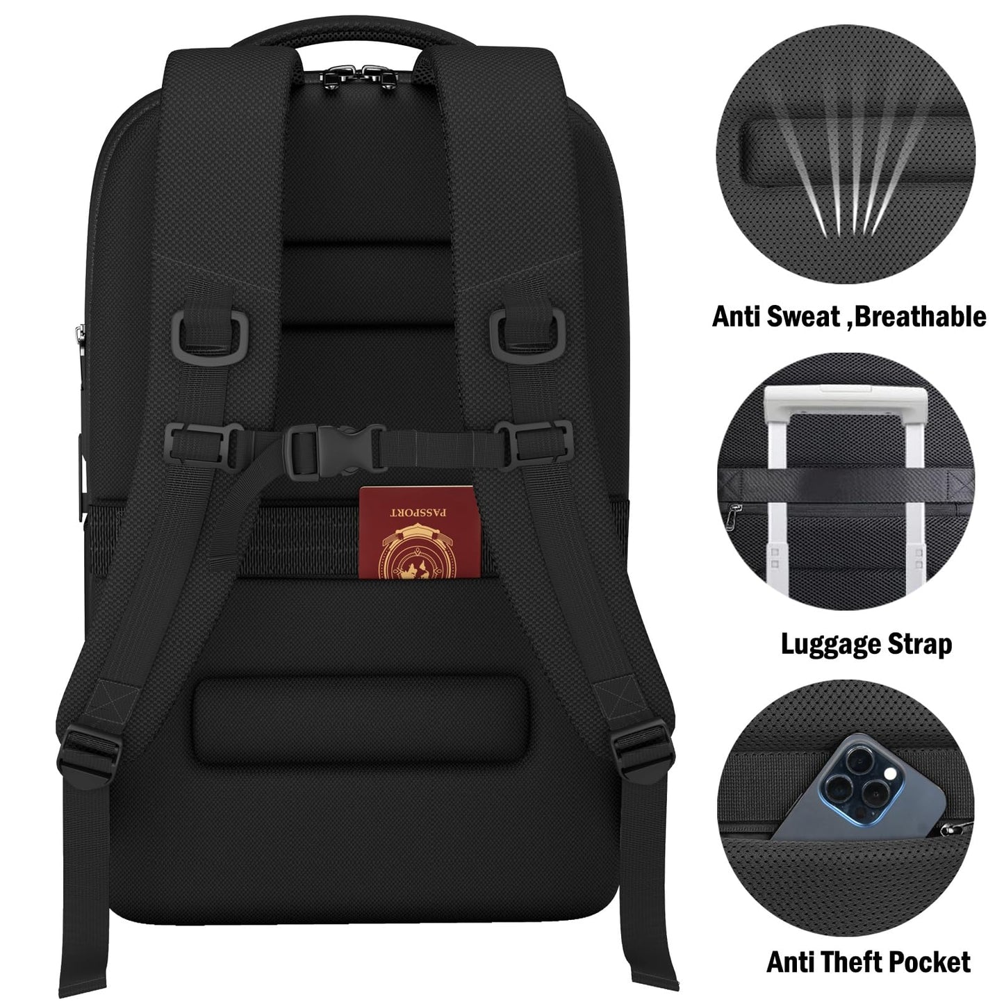 HIGH FIT Laptop Backpack,Fashion Travel Backpacks,Business Backpack Waterproof fit 17.3 Inch Laptop,TSA-Airline Approved Backpack with USB Charging Port for Men Women