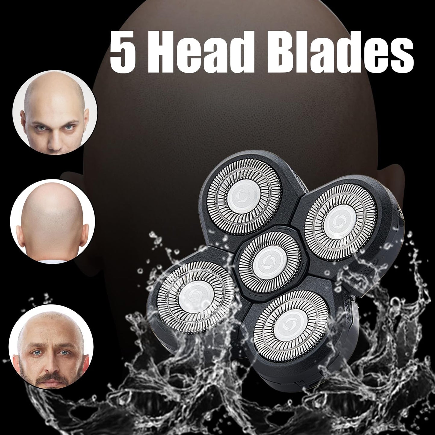 4PCS Shaver Replacement Blades,5 Head Shaver Heads for Bald Men,Head and Face Electric Razor Shaver Head