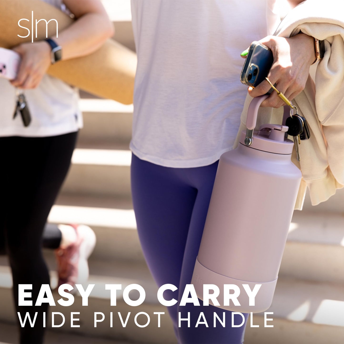 Simple Modern Trek Pivot | Gallon Water Bottle Jug with Handle & Boot | Interchangeable Straw & Chug Lids | Large Insulated Stainless Steel | Sports Camping Outdoors | 128oz, Almond Birch