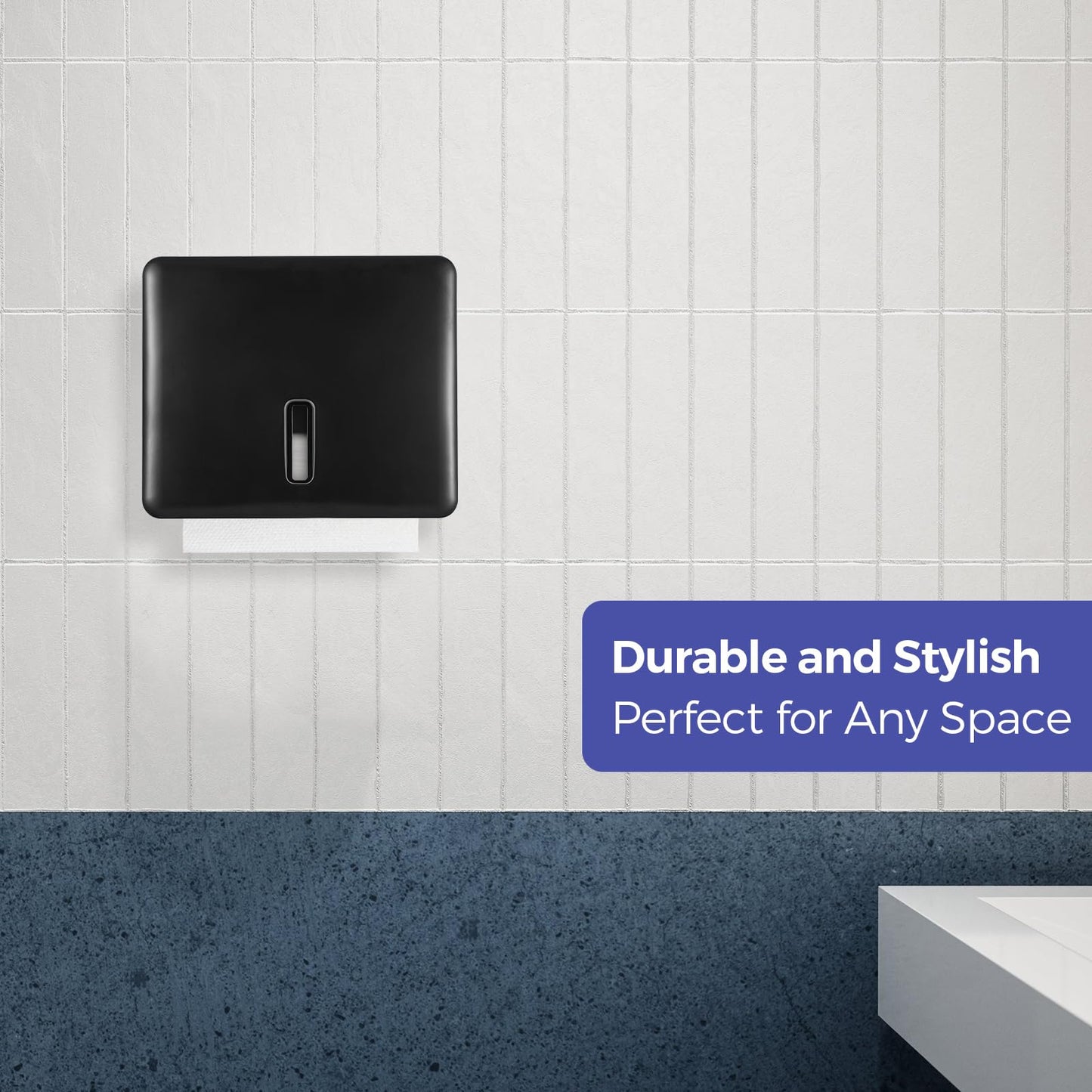 Stardrix 2-Pack Multifold Paper Towel Dispenser Wall Mount (Black) – Large Capacity C-Fold, Trifold, and Folded Commercial Hand Towel Holder for Bathroom & Restroom – Adhesive or Screw Mounted