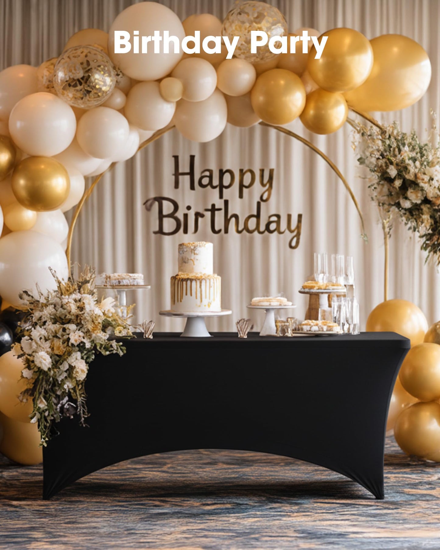Pureegg Spandex Tablecloth 6ft - 4 Pack, Fitted and Tight Cloth for Rectangle Table, Wrinkle-Free and Stretch Table Cover for Party, Wedding, Banquet and Birthday, Black