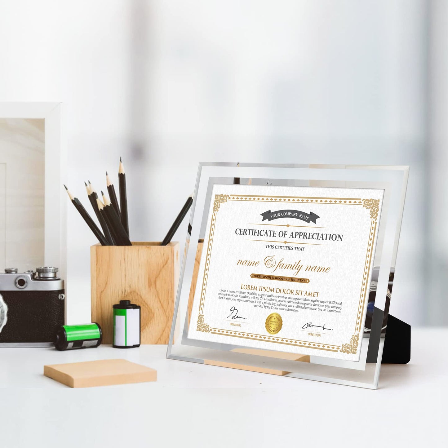 Hoikwo 8.5 by 11 Picture Frames, 10 Pack 8.5x11 Glass Picture Frames – For Small Business Licenses, School Certificates, Family Awards & Office Diplomas, Tabletop Display Only – Vertical or Horizontal